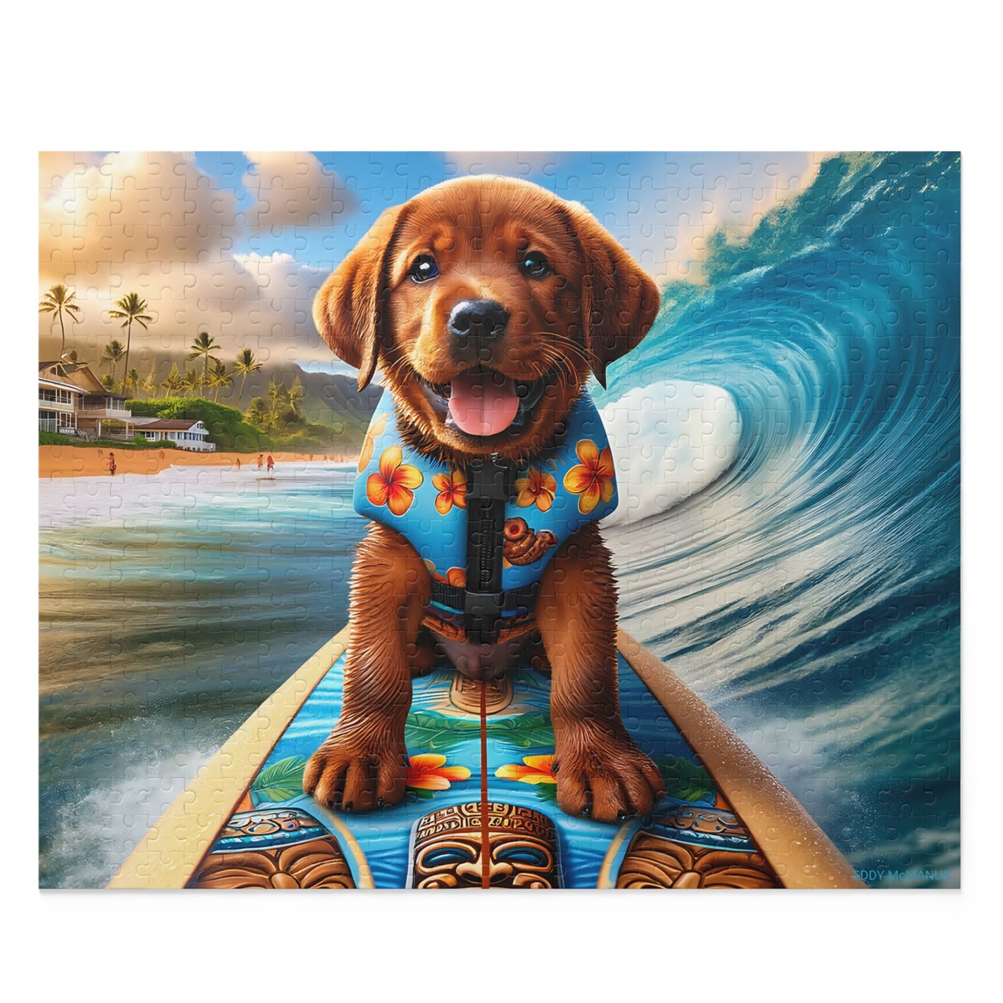 Surf Pups! Surfing Labrador Puppy Puzzle 8 - (120, 252, 500-Piece)