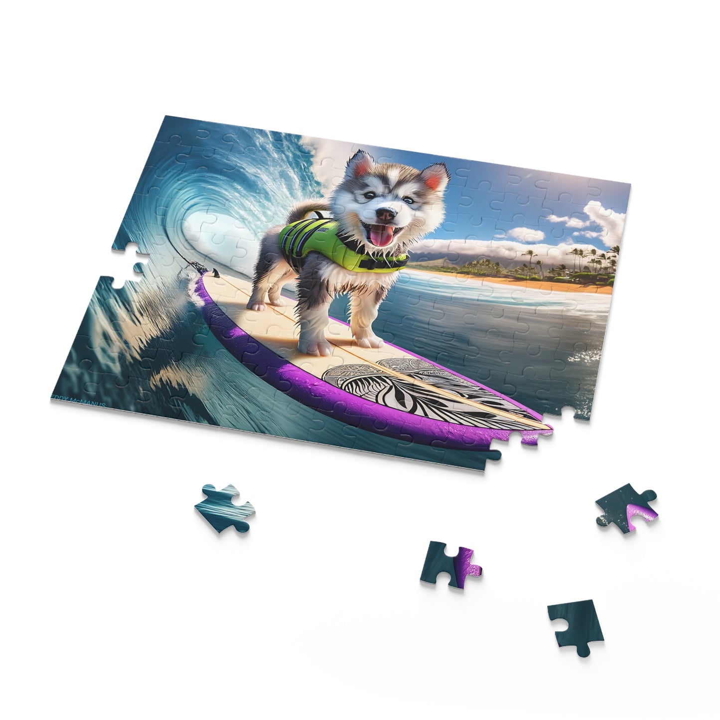 Surf Pups! Surfing Husky Puppy Puzzle 4 - (120, 252, 500-Piece)
