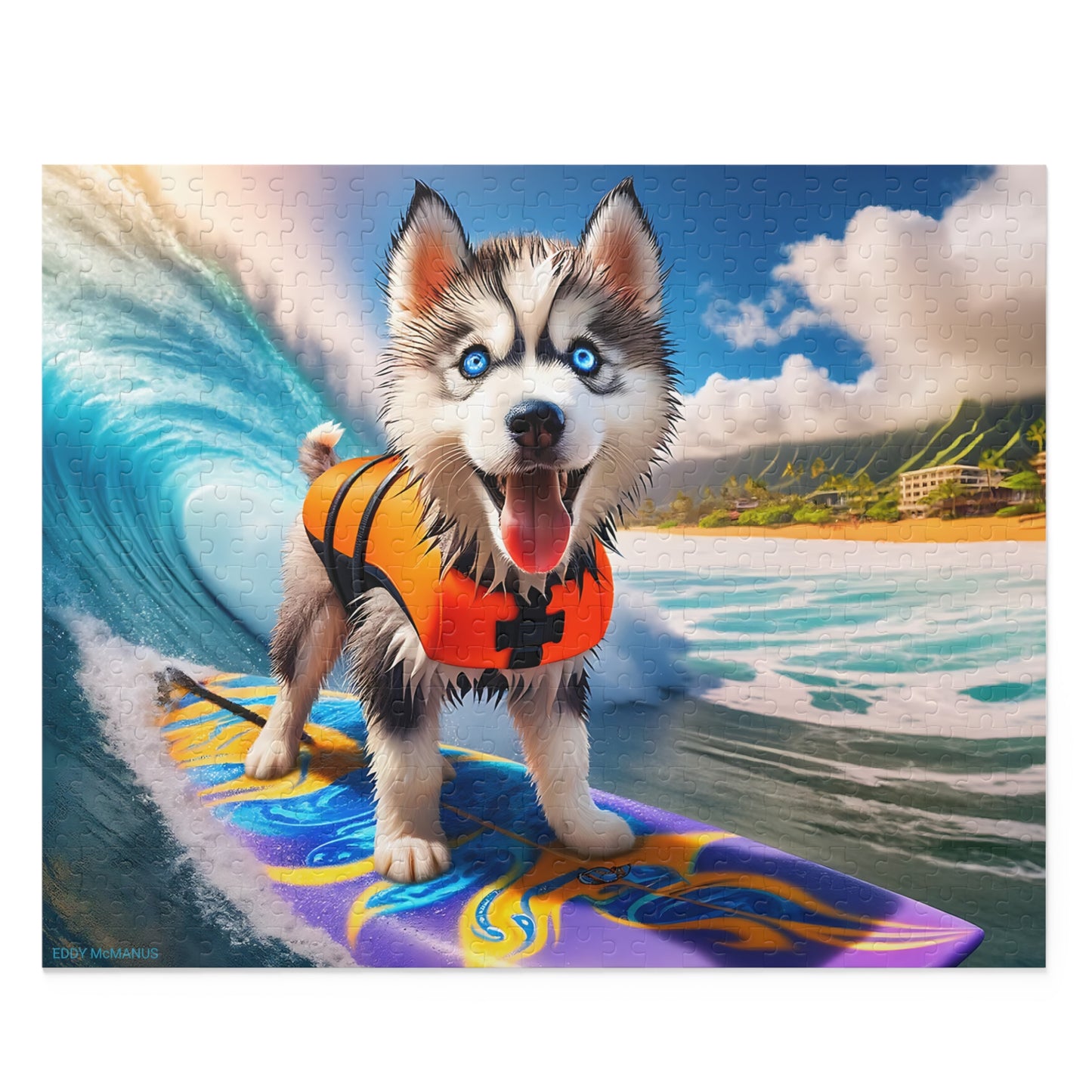 Surf Pups! Surfing Husky Puppy Puzzle 9 - (120, 252, 500-Piece)