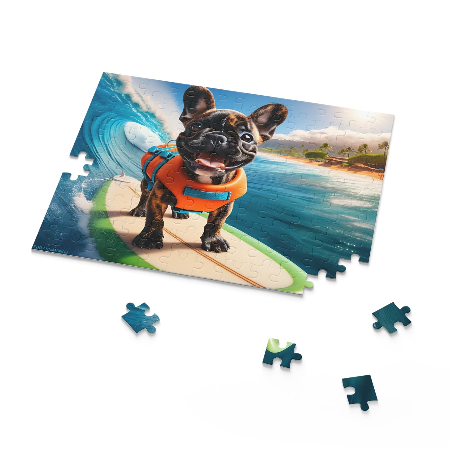 Surf Pups! Surfing French Bulldog Puppy Puzzle 2 - (120, 252, 500-Piece)