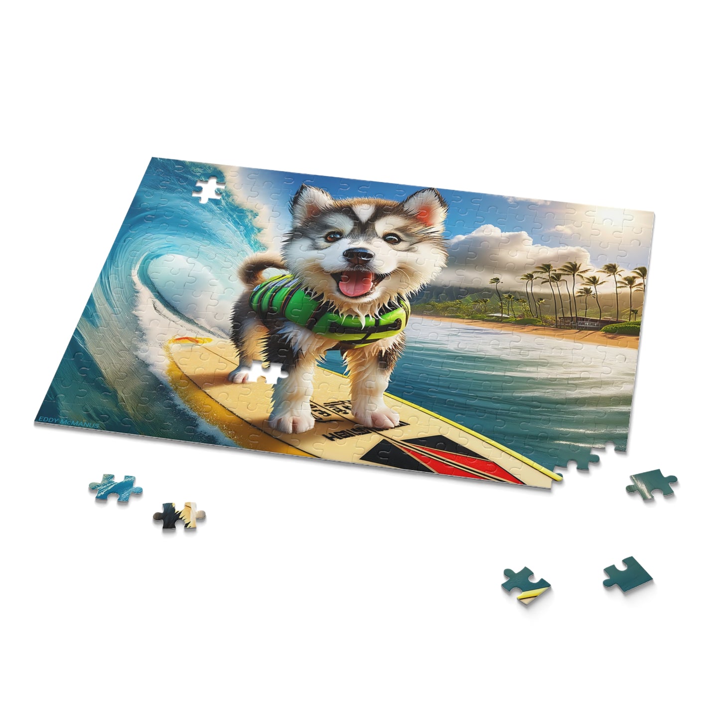 Surf Pups! Surfing Husky Puppy Puzzle 8 - (120, 252, 500-Piece)