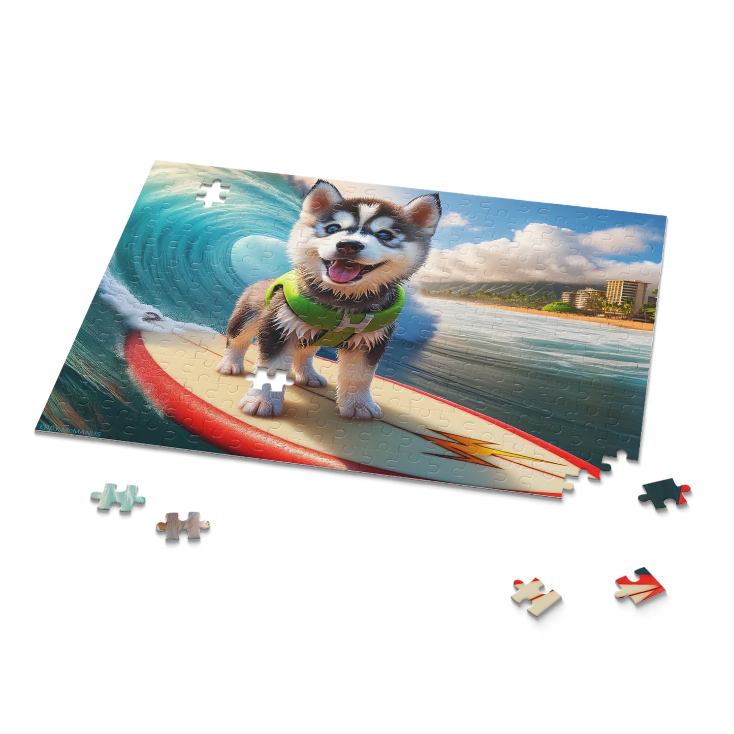 Surf Pups! Surfing Husky Puppy Puzzle 5 - (120, 252, 500-Piece)