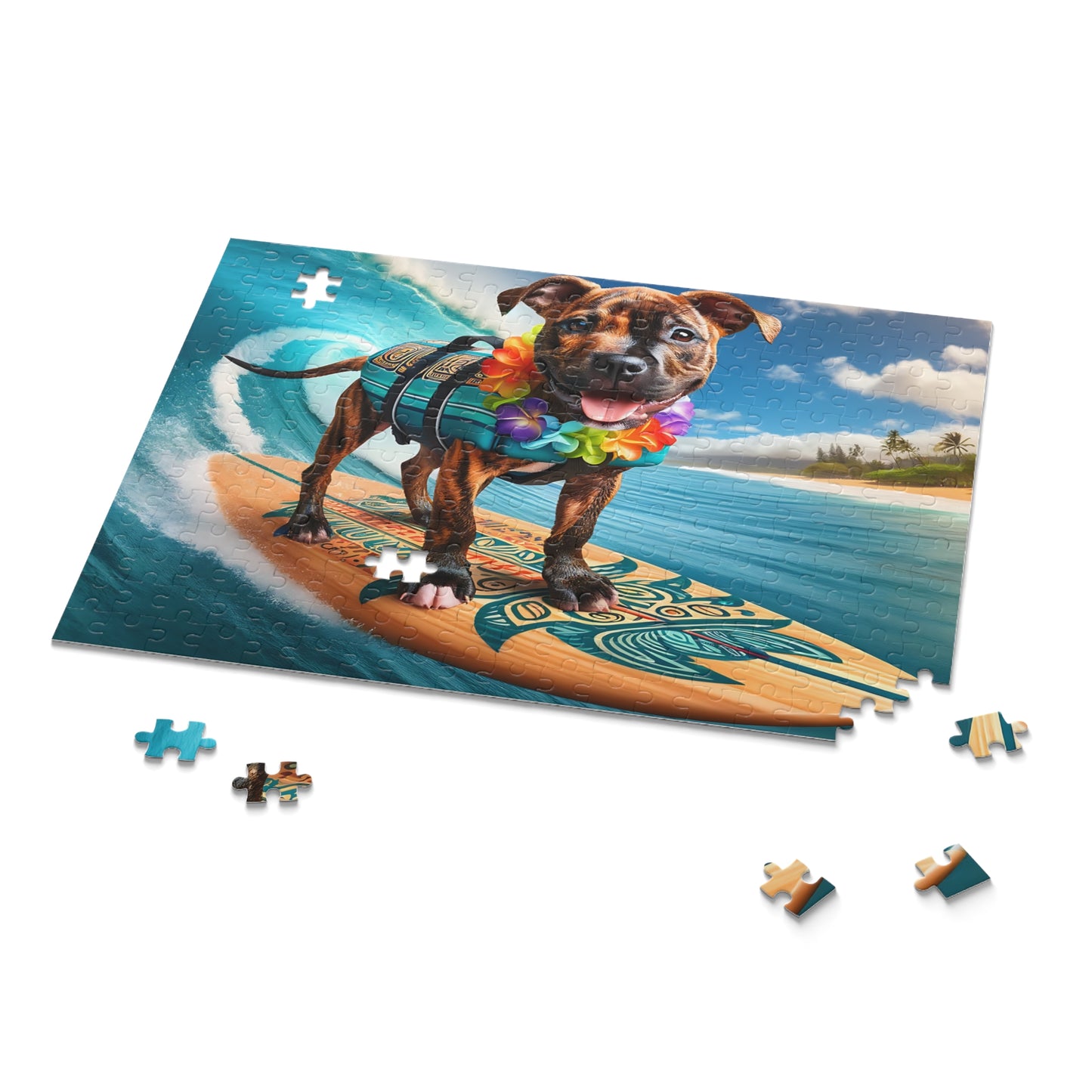 Surf Pups! Surfing Pit Bull Puppy Puzzle 6 - (120, 252, 500-Piece)