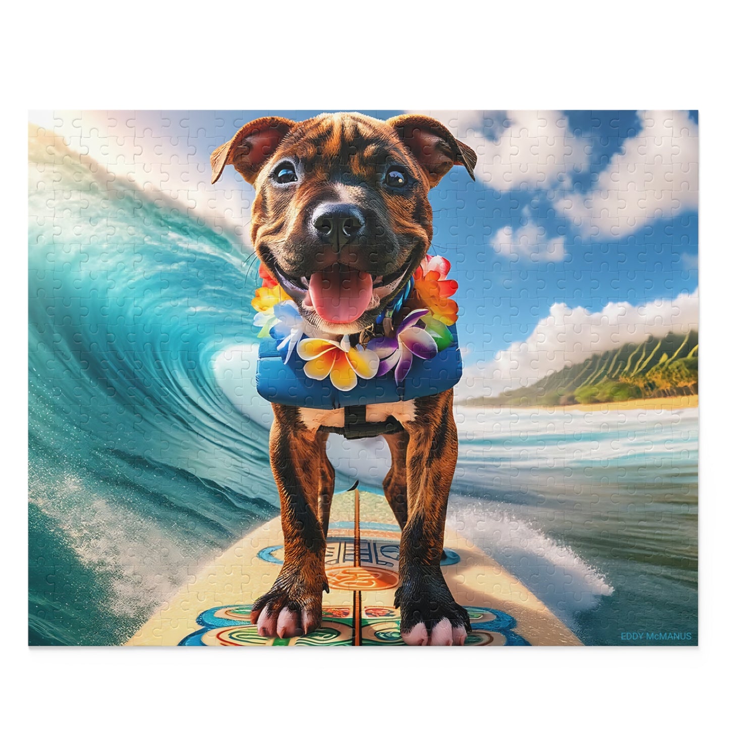 Surf Pups! Surfing Pit Bull Puppy Puzzle 1 - (120, 252, 500-Piece)