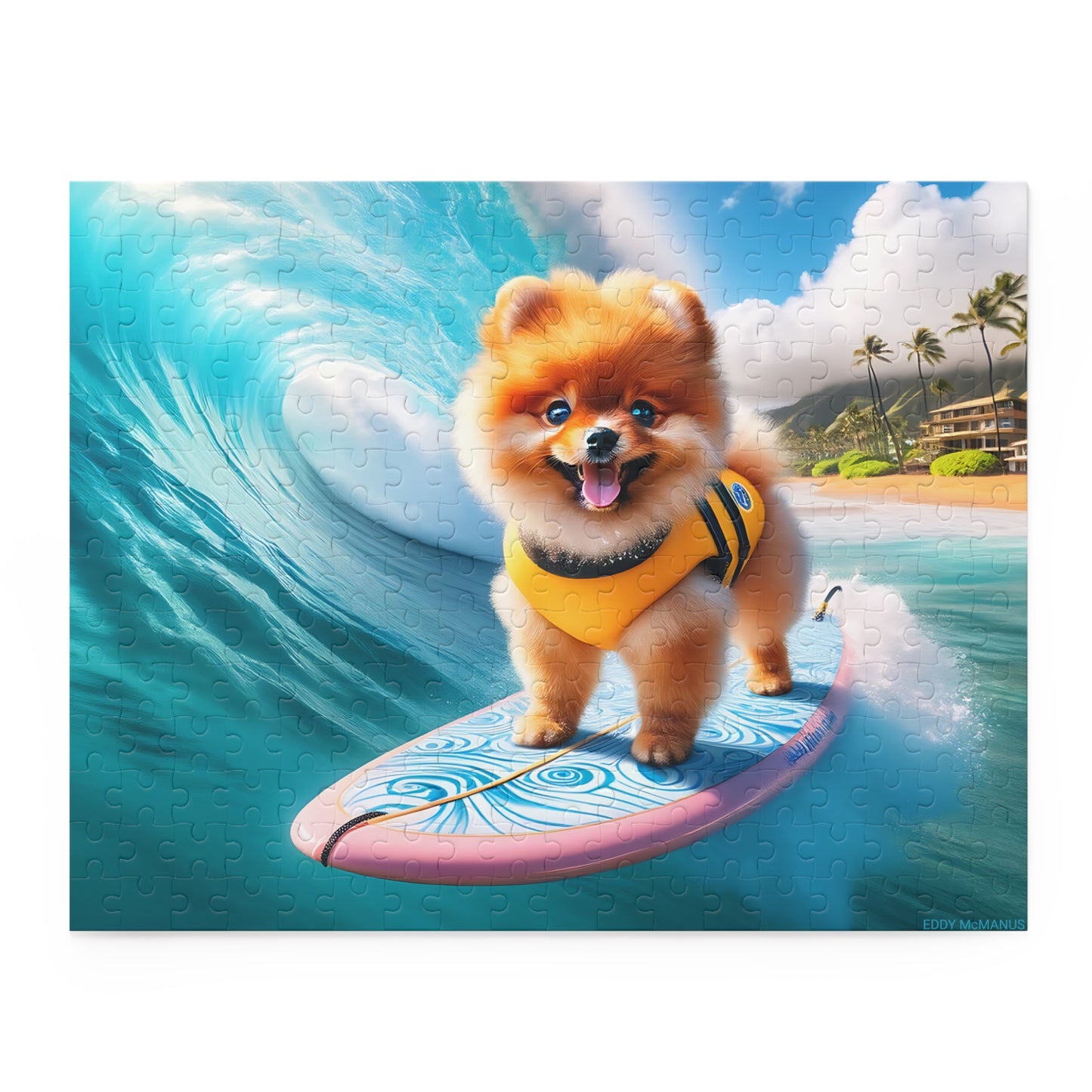 Surf Pups! Surfing Pomeranian Puppy Puzzle 1 - (120, 252, 500-Piece)