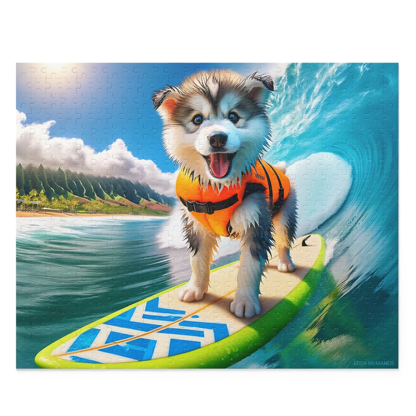 Surf Pups! Surfing Husky Puppy Puzzle 2 - (120, 252, 500-Piece)