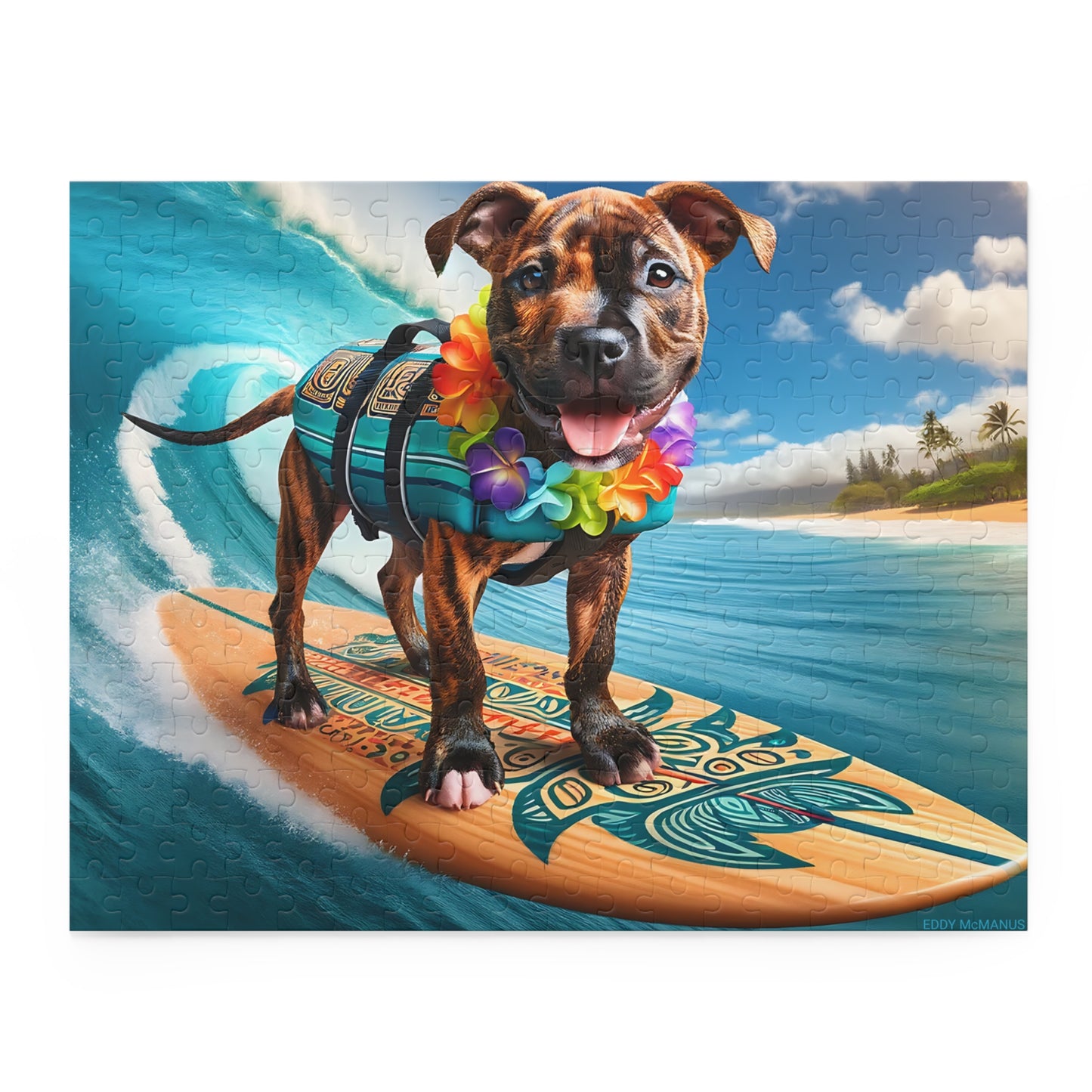 Surf Pups! Surfing Pit Bull Puppy Puzzle 6 - (120, 252, 500-Piece)