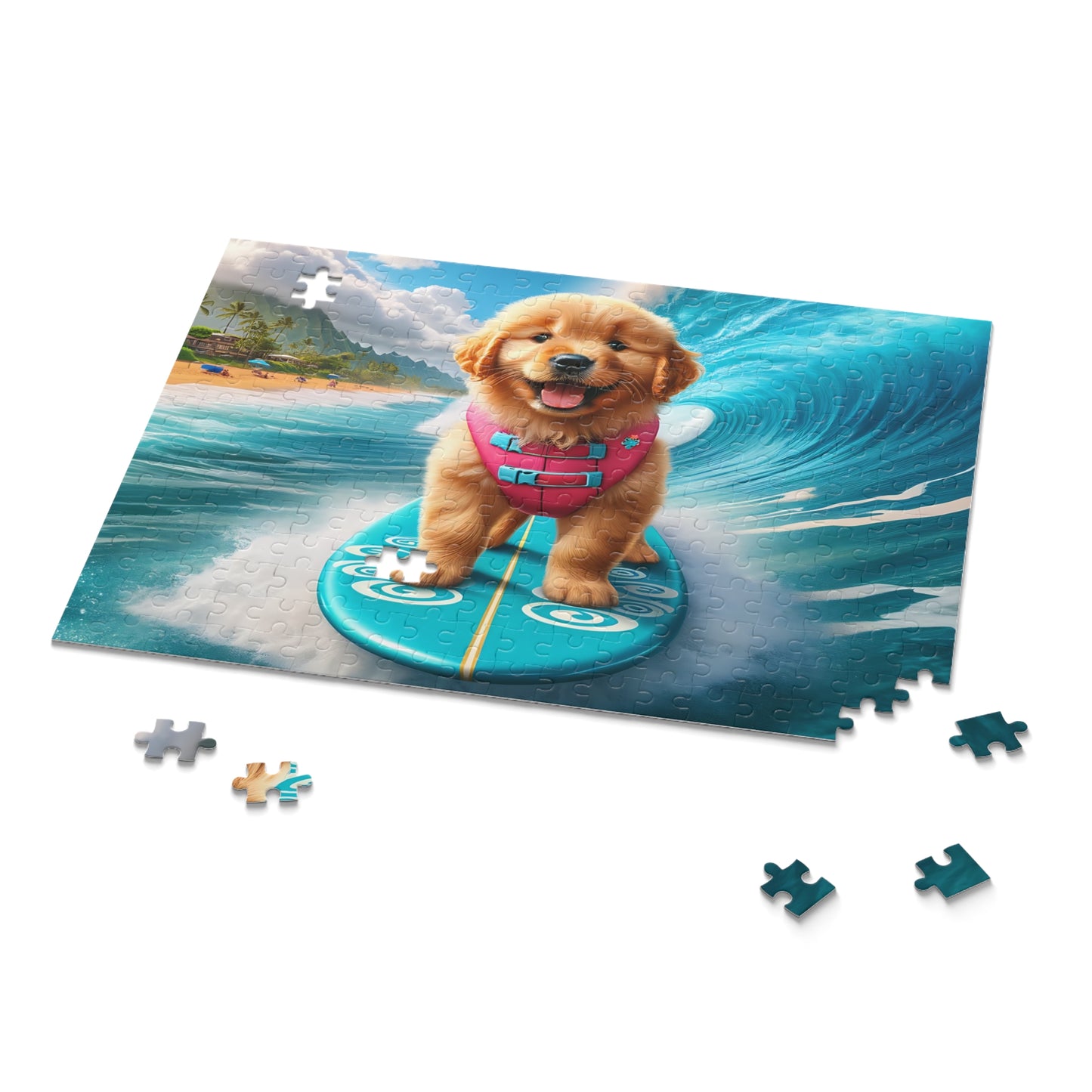 Surf Pups! Surfing Golden Retriever Puppy Puzzle 5 - (120, 252, 500-Piece)