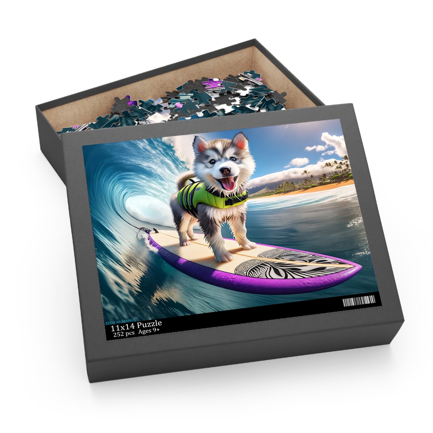 Surf Pups! Surfing Husky Puppy Puzzle 4 - (120, 252, 500-Piece)