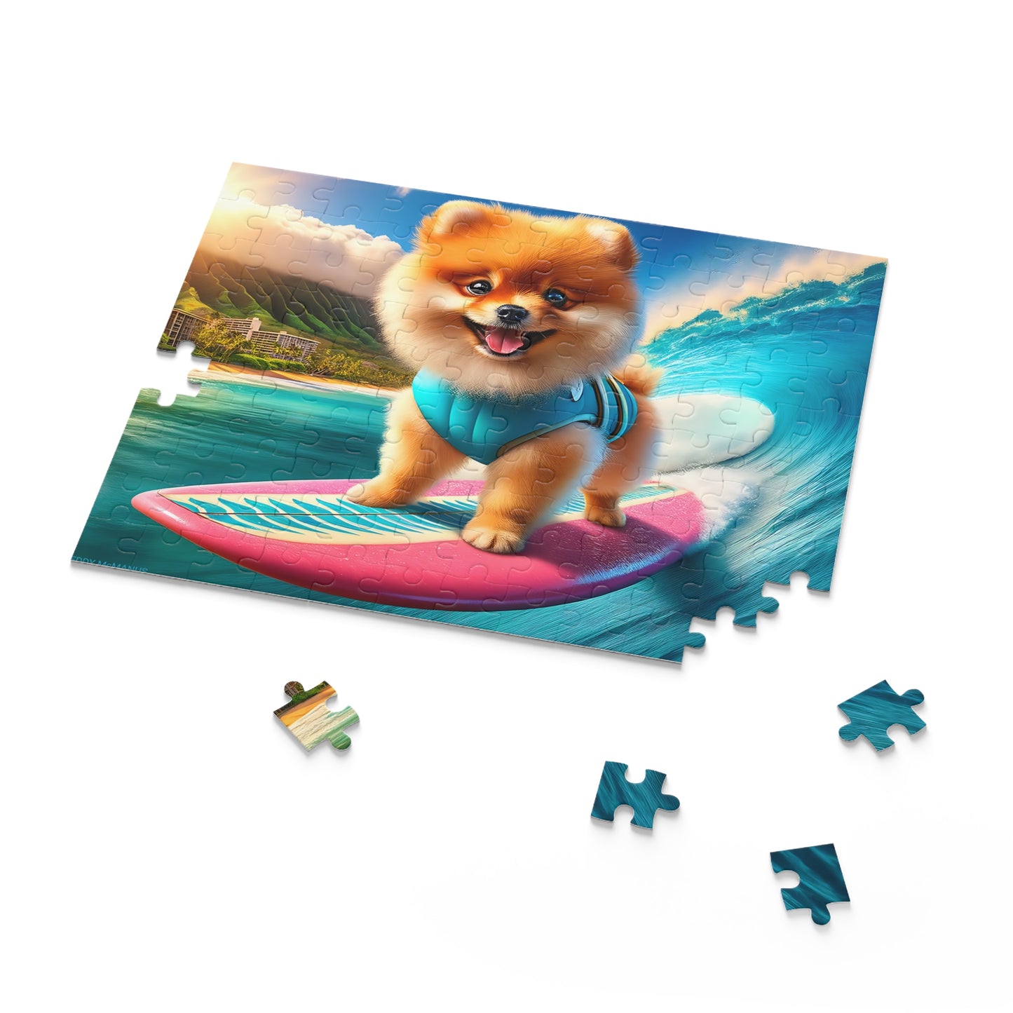 Surf Pups! Surfing Pomeranian Puppy Puzzle 3 - (120, 252, 500-Piece)