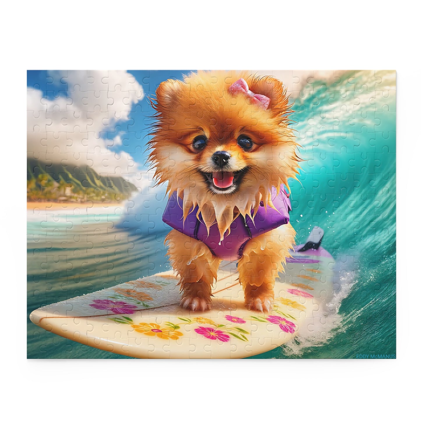 Surf Pups! Surfing Pomeranian Puppy Puzzle 12 - (120, 252, 500-Piece)