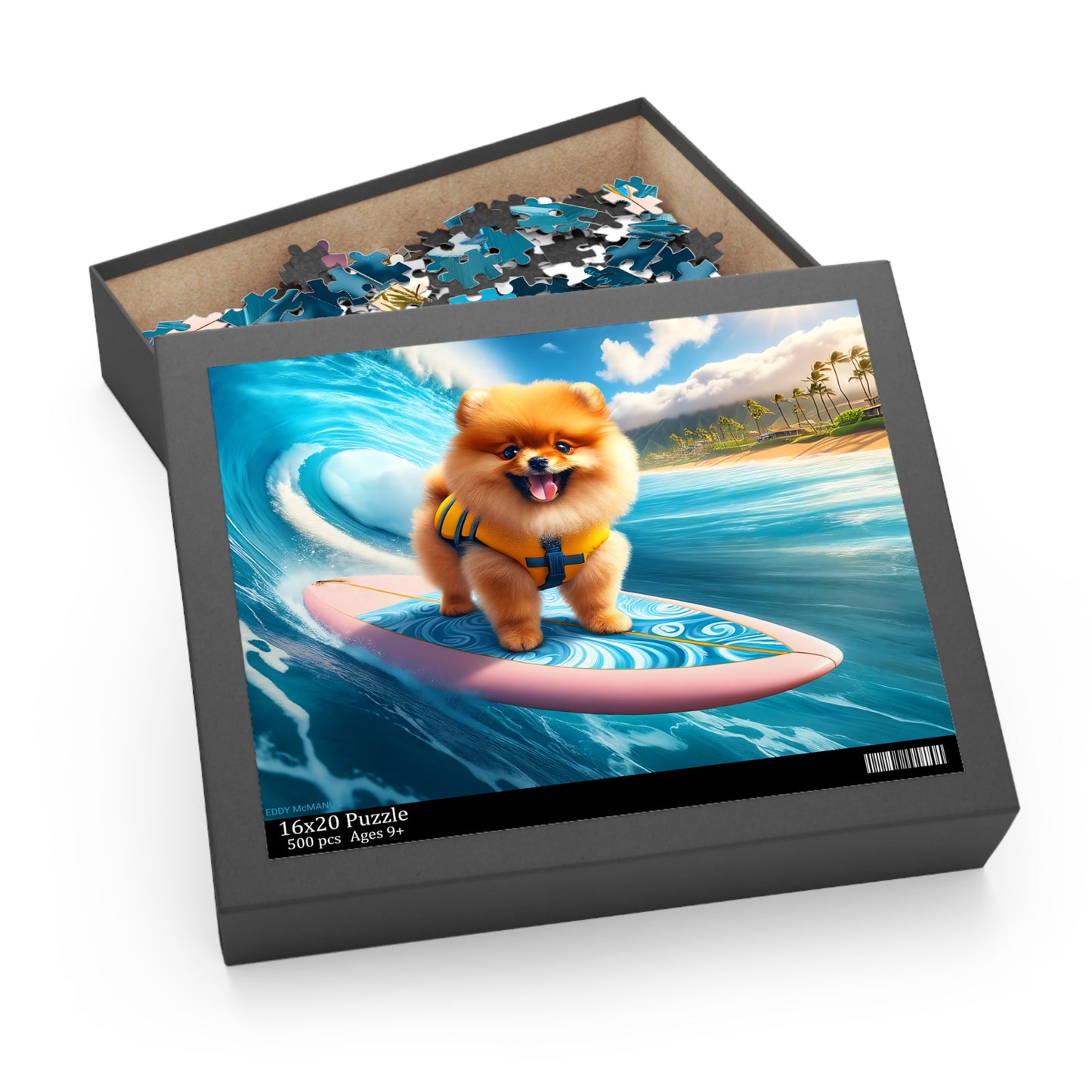 Surf Pups! Surfing Pomeranian Puppy Puzzle 2 - (120, 252, 500-Piece)