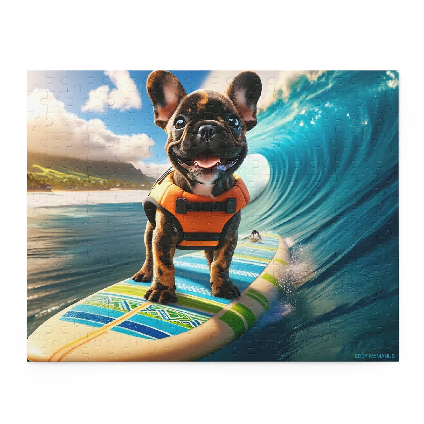 Surf Pups! Surfing French Bulldog Puppy Puzzle 8 - (120, 252, 500-Piece)