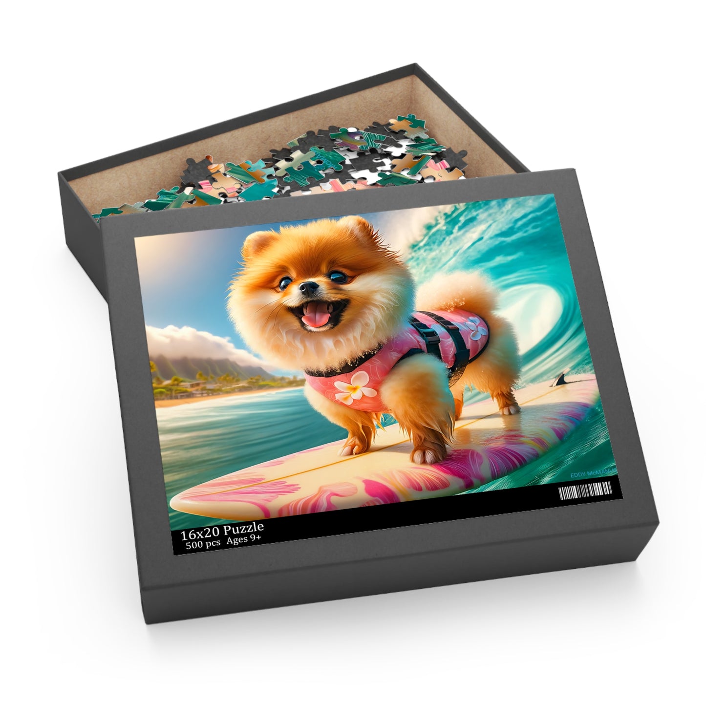 Surf Pups! Surfing Pomeranian Puppy Puzzle 11 - (120, 252, 500-Piece)