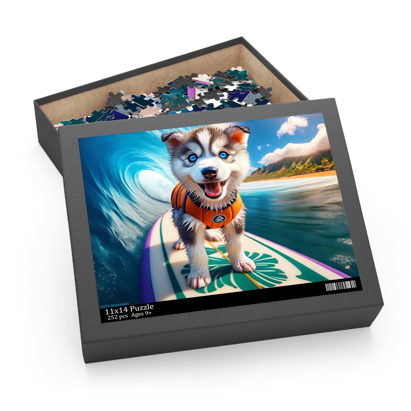 Surf Pups! Surfing Husky Puppy Puzzle 11 - (120, 252, 500-Piece)