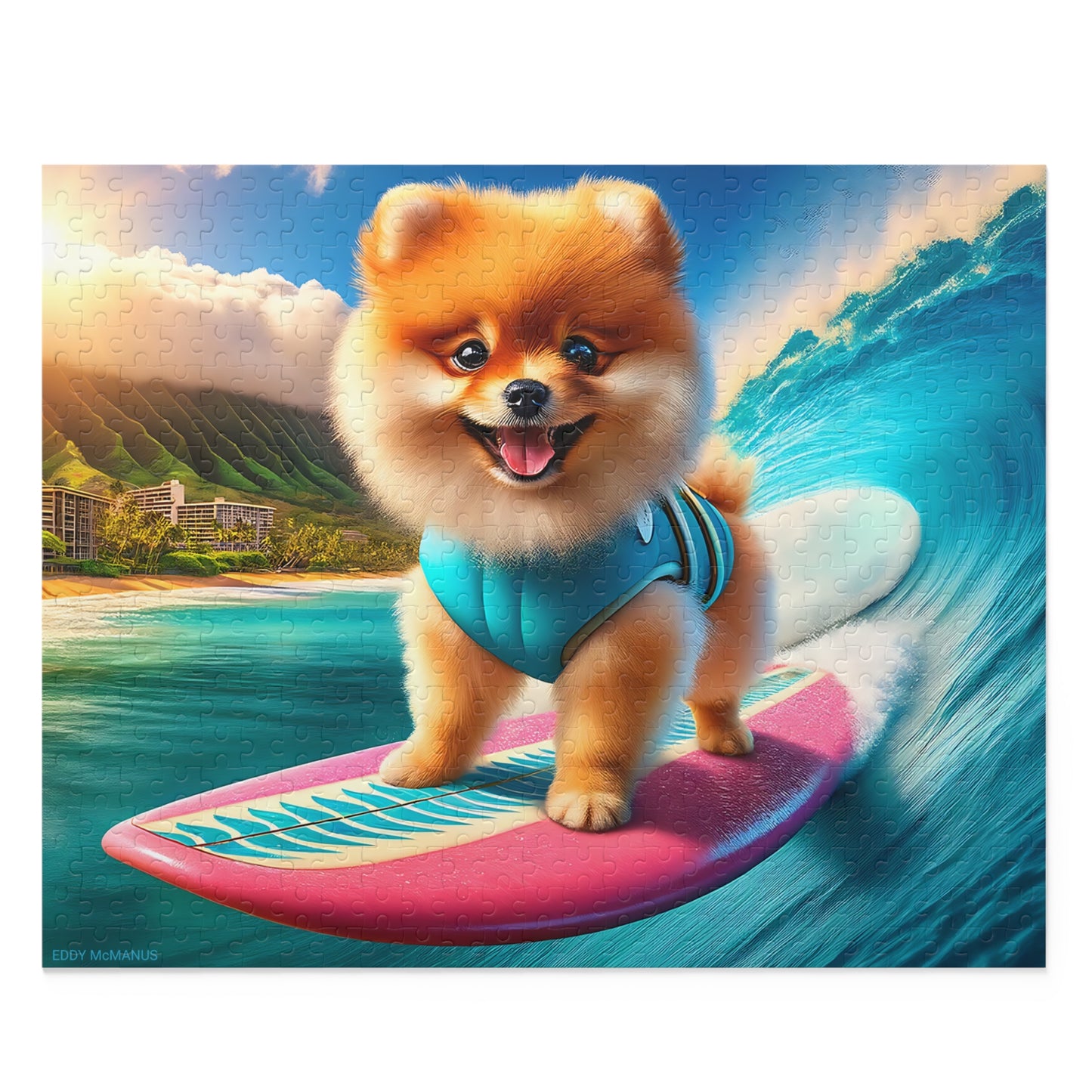 Surf Pups! Surfing Pomeranian Puppy Puzzle 3 - (120, 252, 500-Piece)