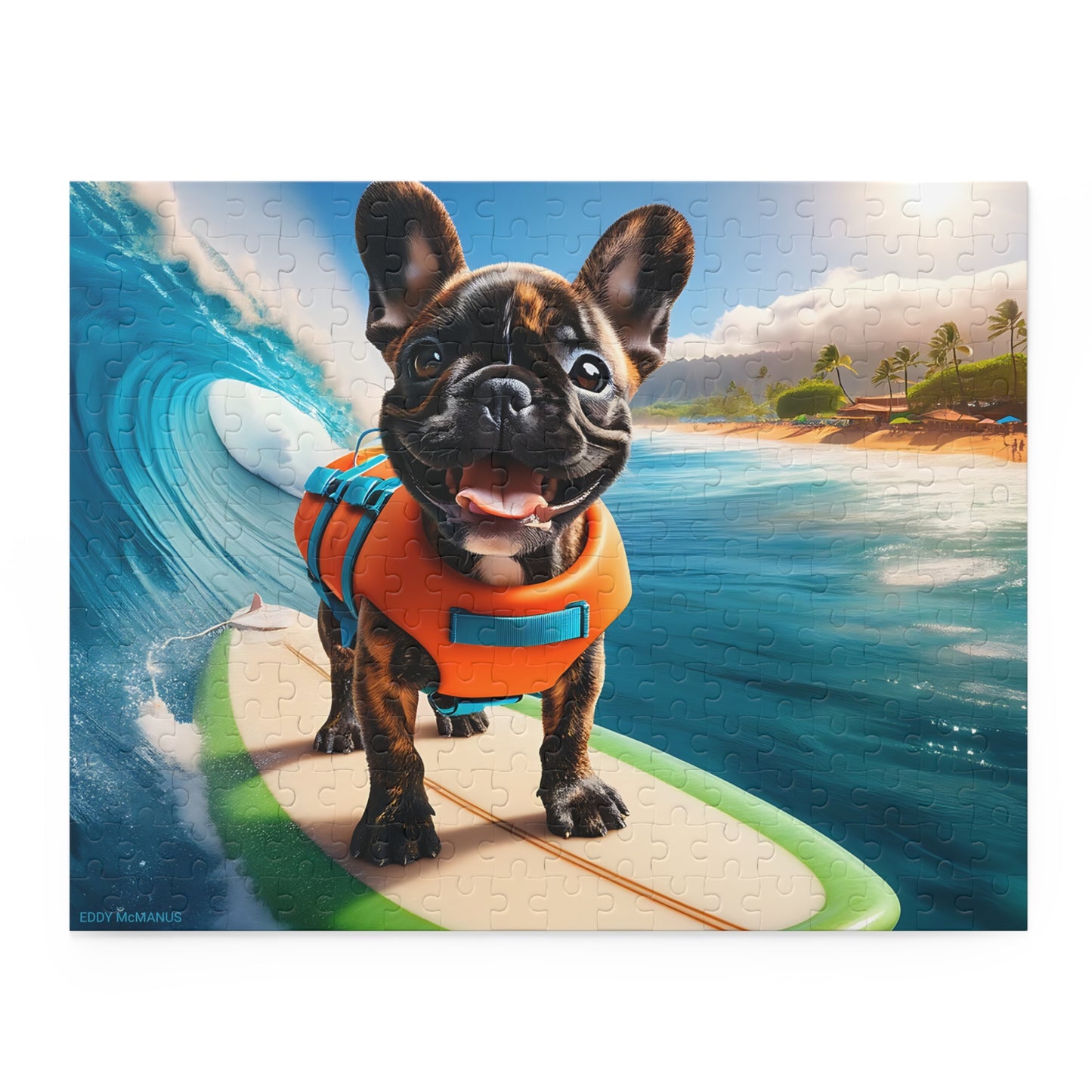 Surf Pups! Surfing French Bulldog Puppy Puzzle 2 - (120, 252, 500-Piece)