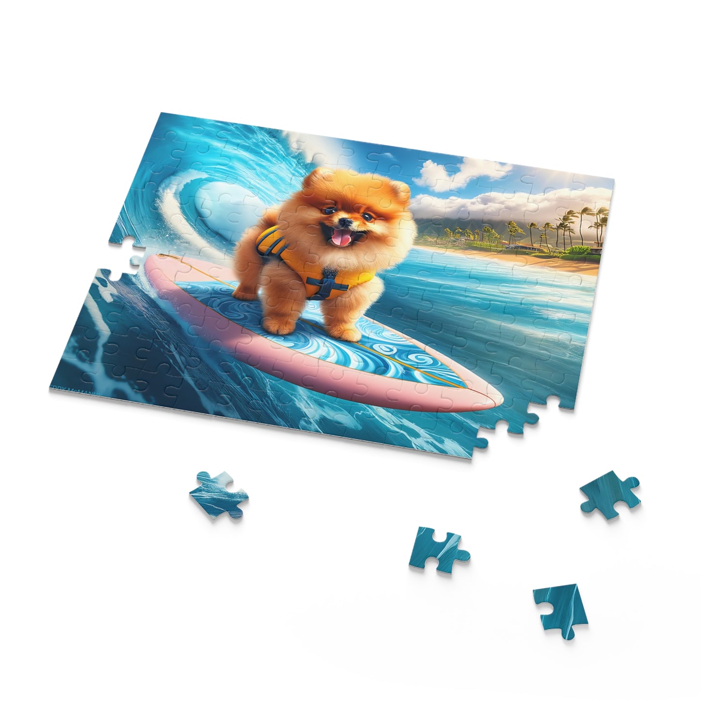 Surf Pups! Surfing Pomeranian Puppy Puzzle 2 - (120, 252, 500-Piece)