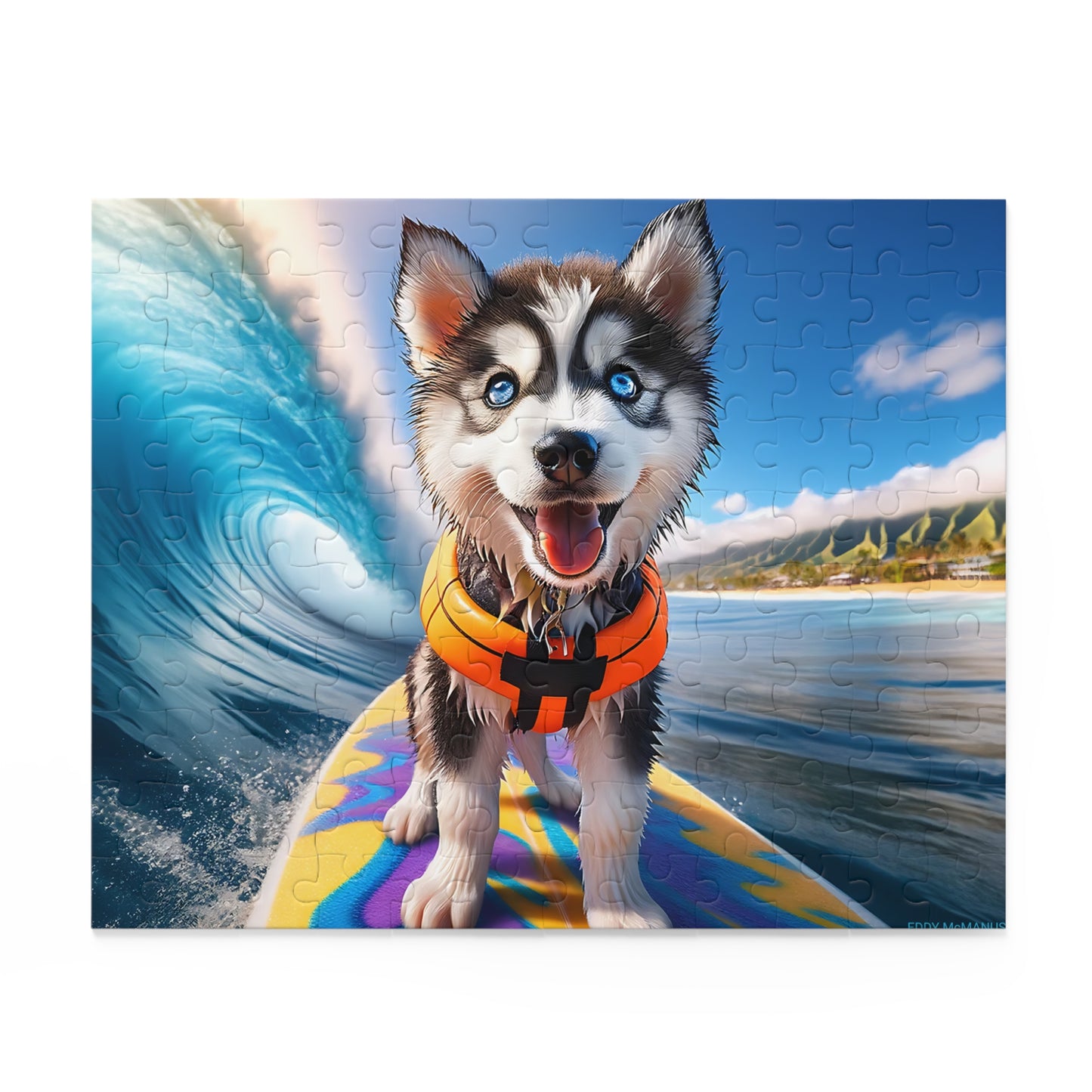Surf Pups! Surfing Husky Puppy Puzzle 10 - (120, 252, 500-Piece)