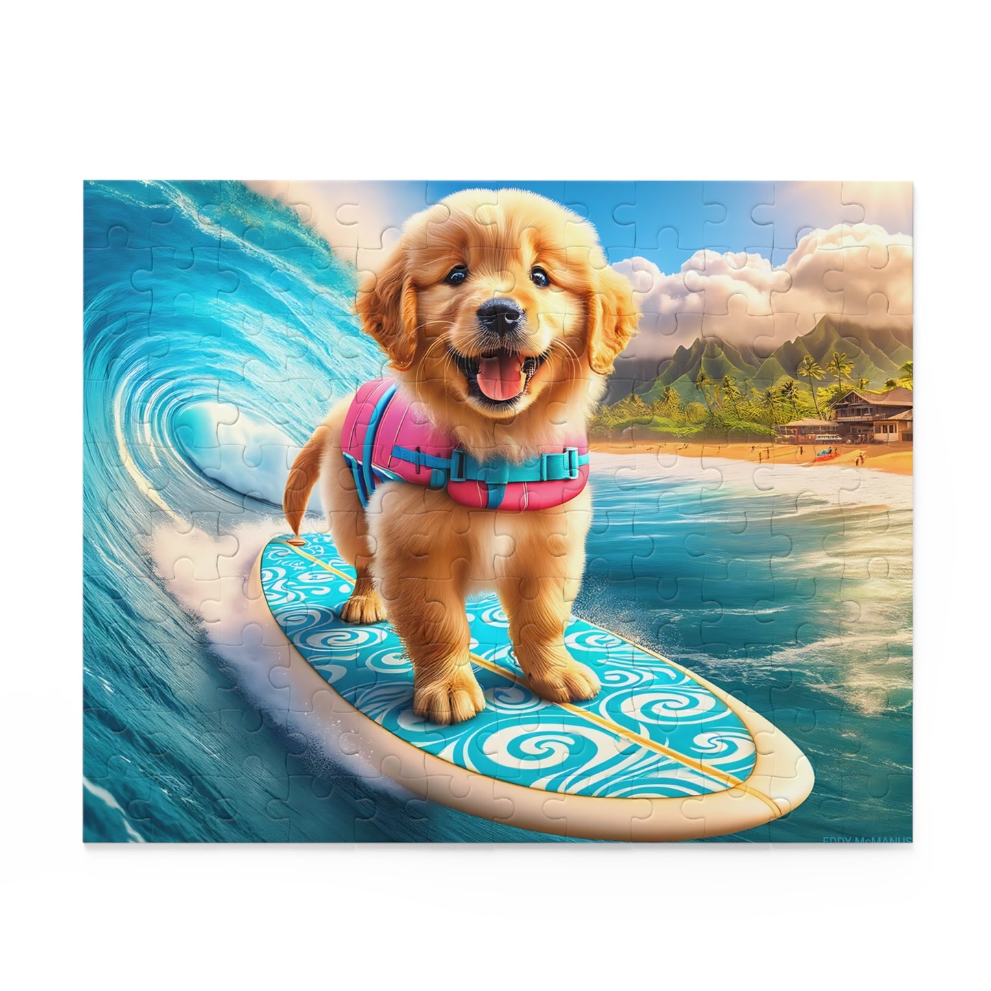 Surf Pups! Surfing Golden Retriever Puppy Puzzle 6 - (120, 252, 500-Piece)
