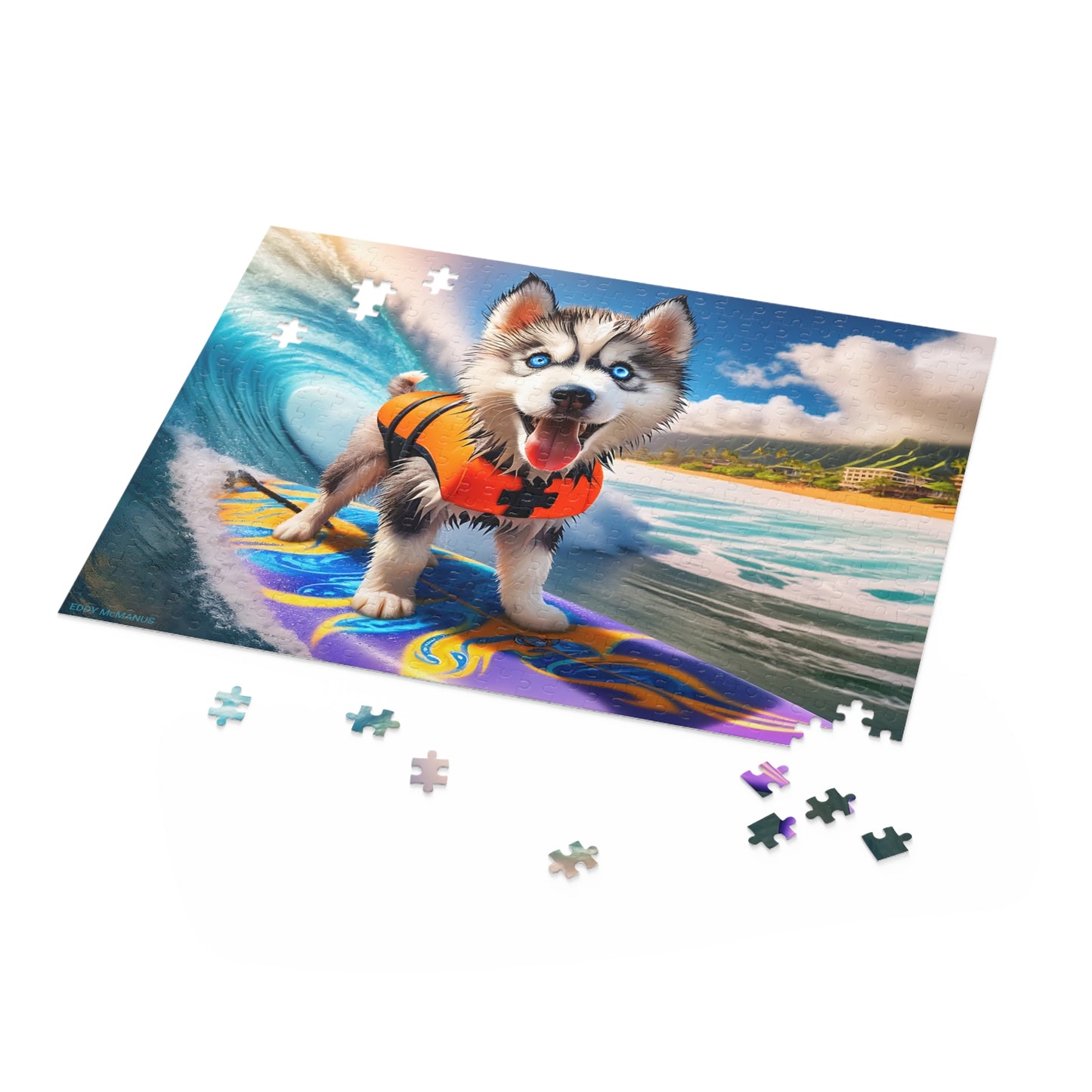 Surf Pups! Surfing Husky Puppy Puzzle 9 - (120, 252, 500-Piece)
