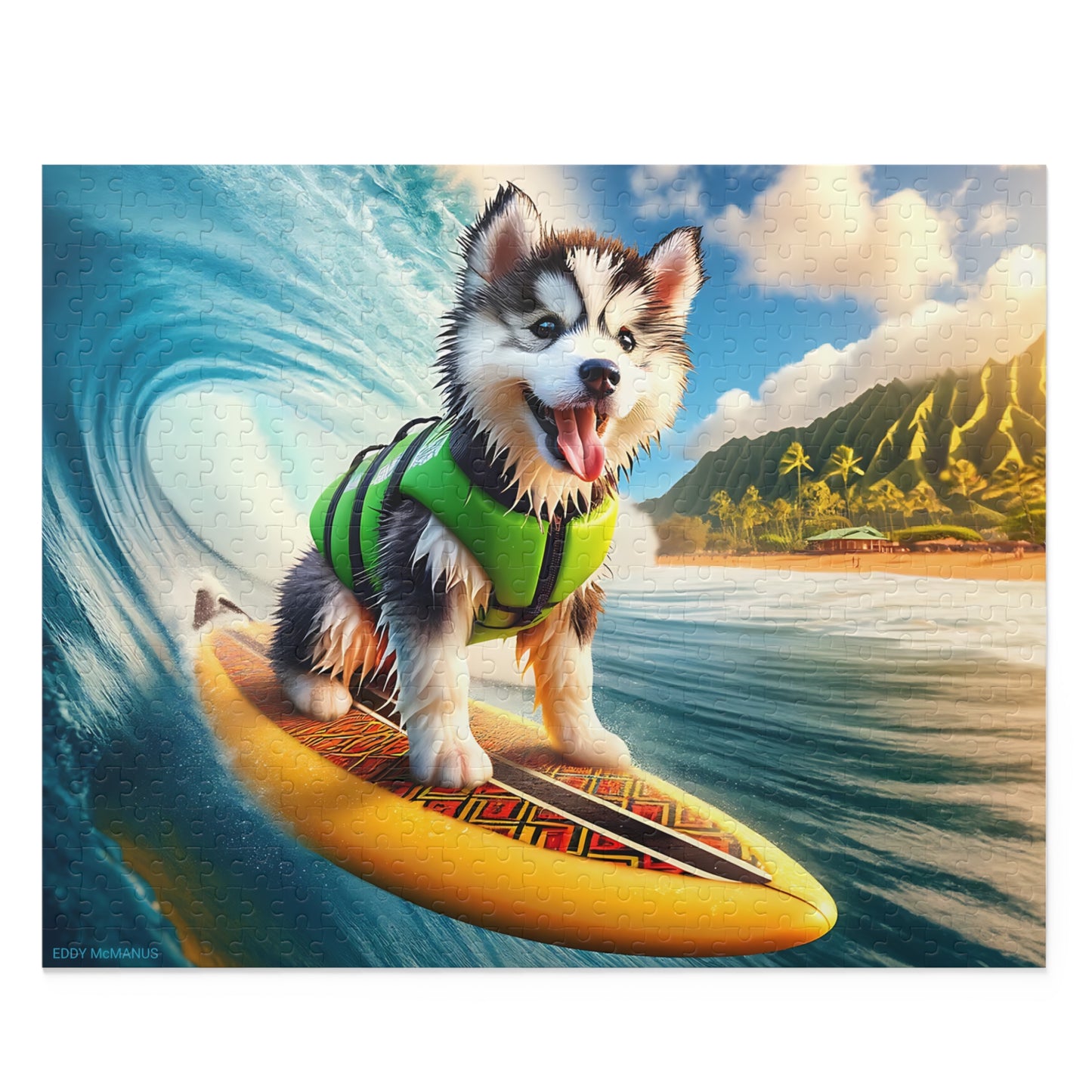 Surf Pups! Surfing Husky Puppy Puzzle 7 - (120, 252, 500-Piece)