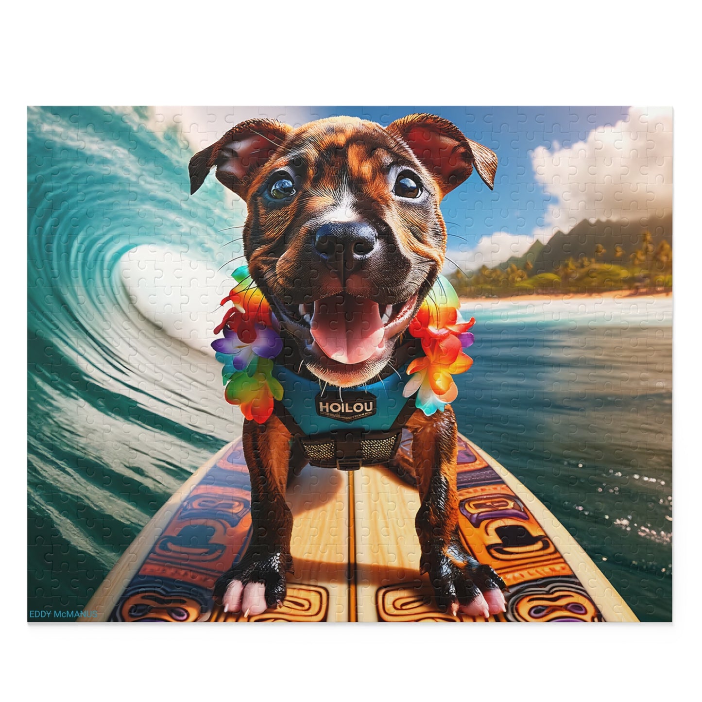 Surf Pups! Surfing Pit Bull Puppy Puzzle 8 - (120, 252, 500-Piece)