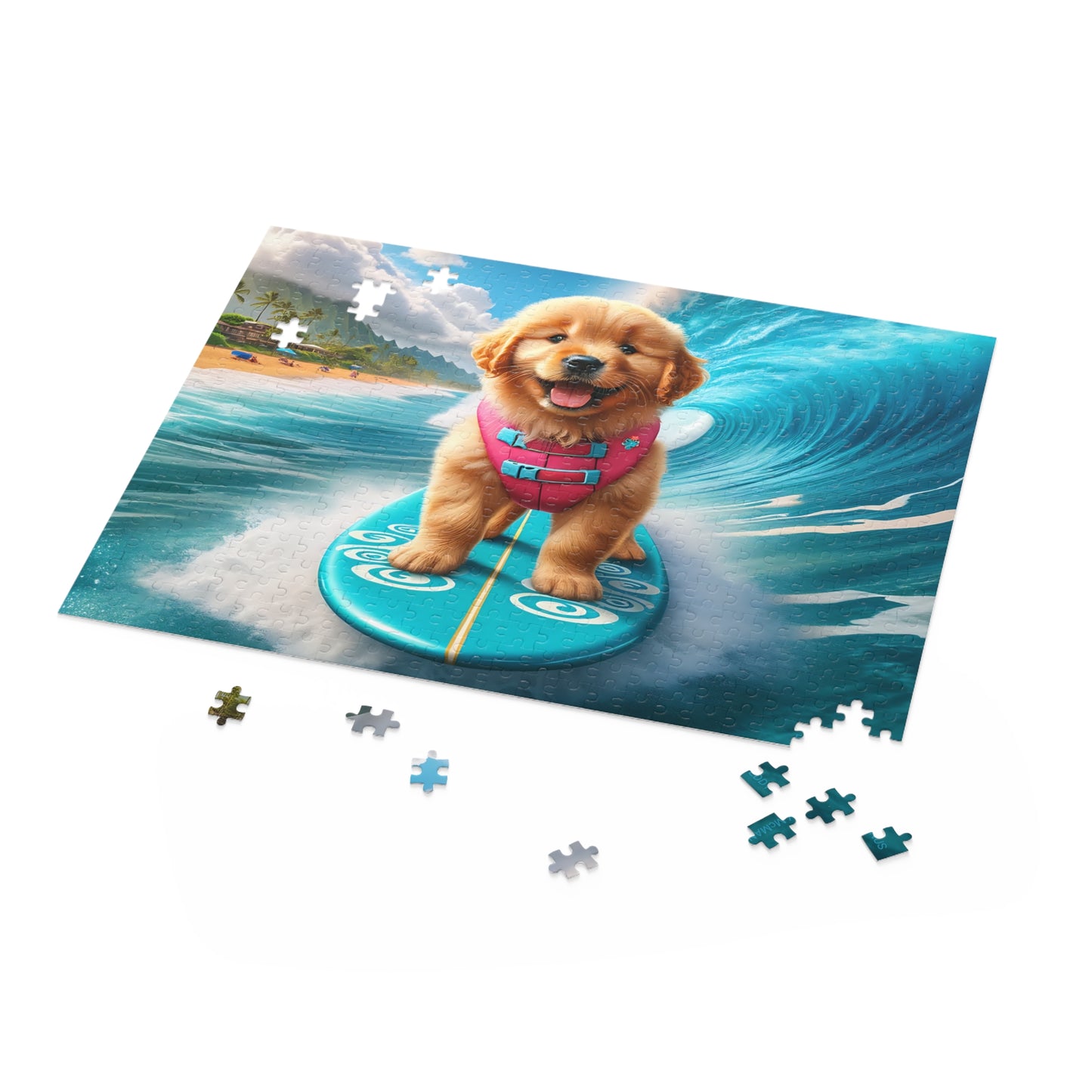 Surf Pups! Surfing Golden Retriever Puppy Puzzle 5 - (120, 252, 500-Piece)