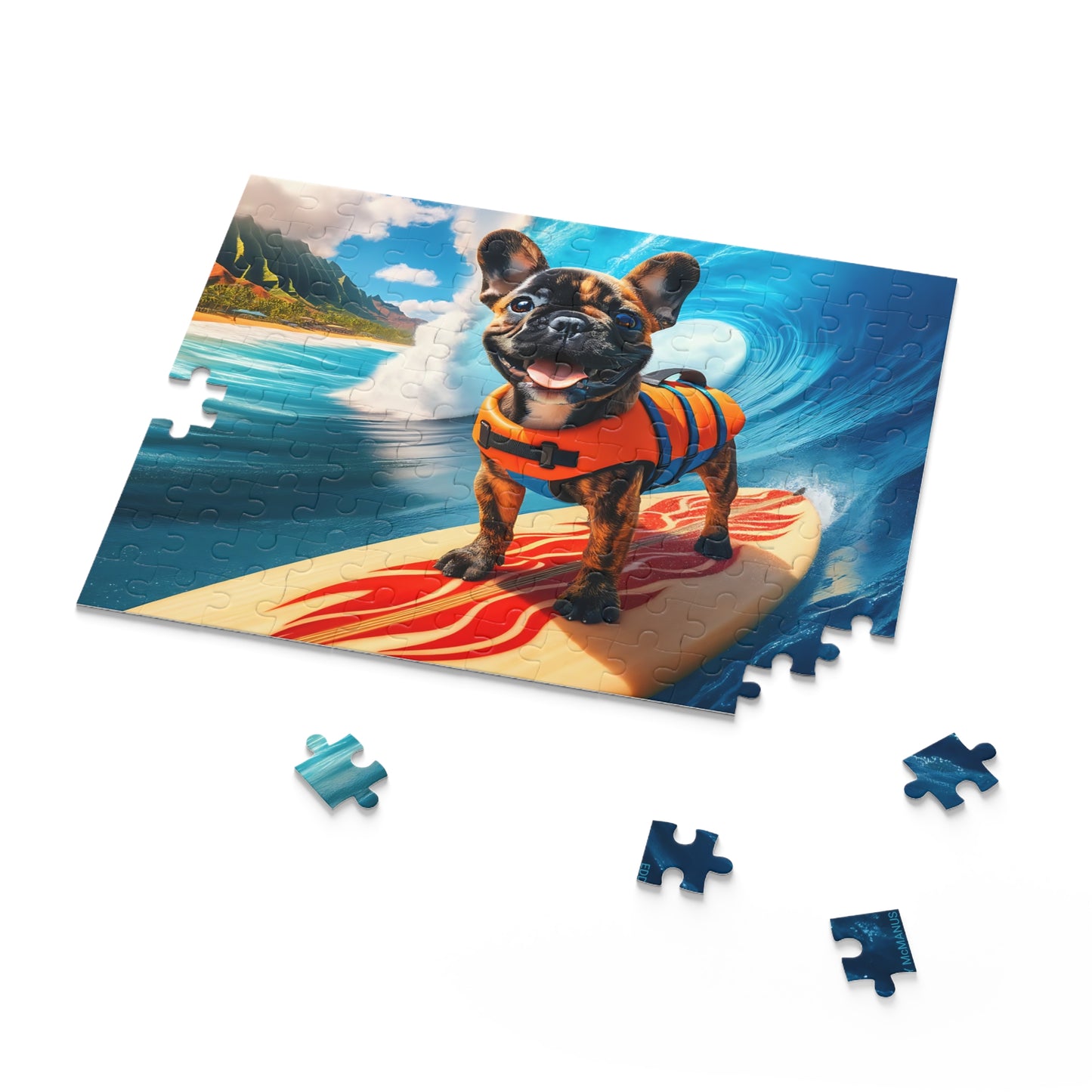Surf Pups! Surfing French Bulldog Puppy Puzzle 4 - (120, 252, 500-Piece)