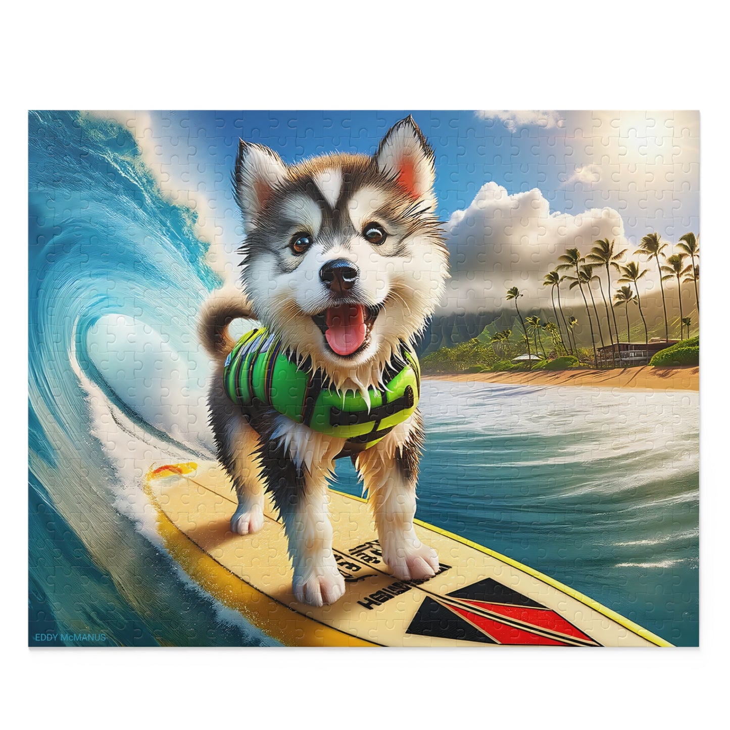 Surf Pups! Surfing Husky Puppy Puzzle 8 - (120, 252, 500-Piece)