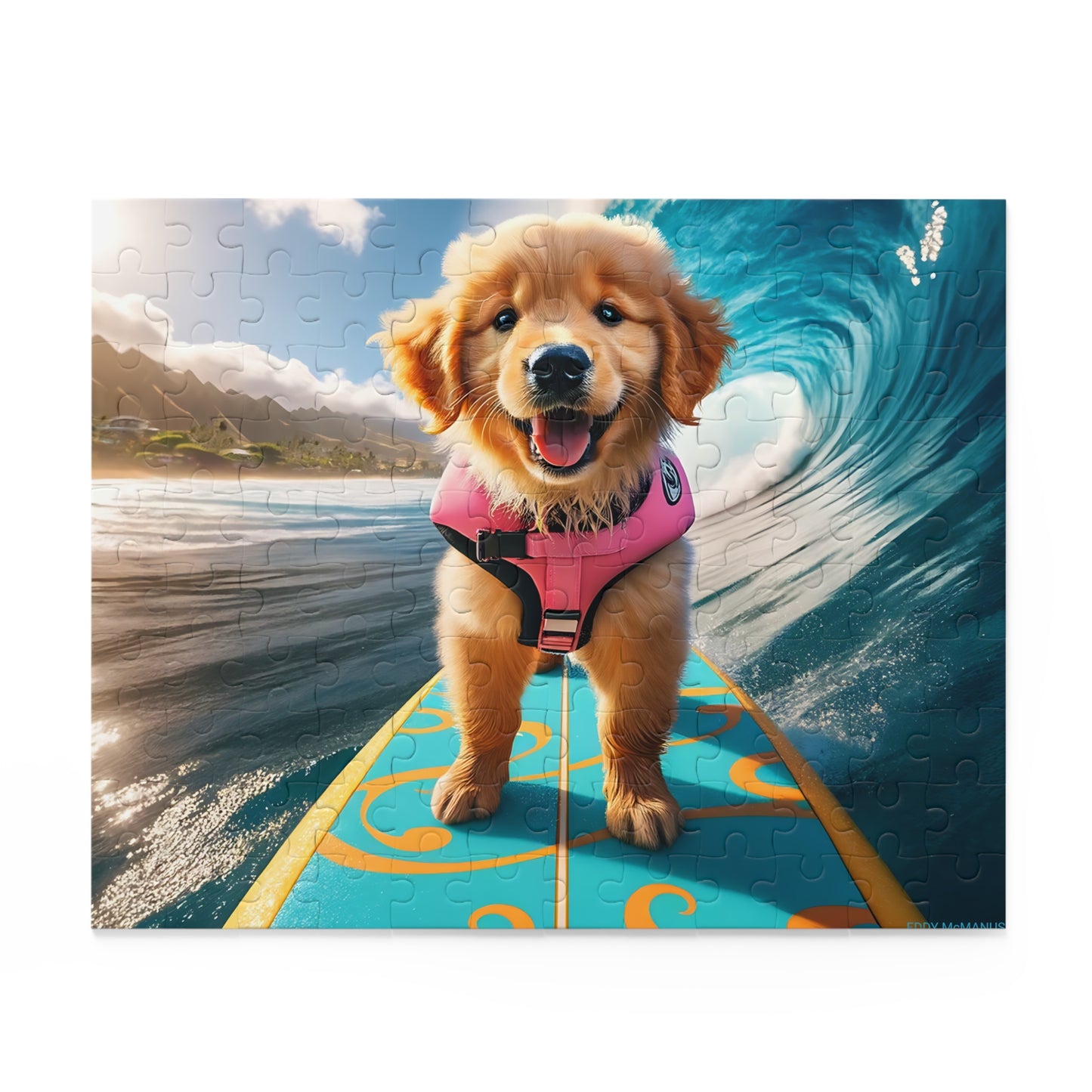Surf Pups! Surfing Golden Retriever Puppy Puzzle 4 - (120, 252, 500-Piece)