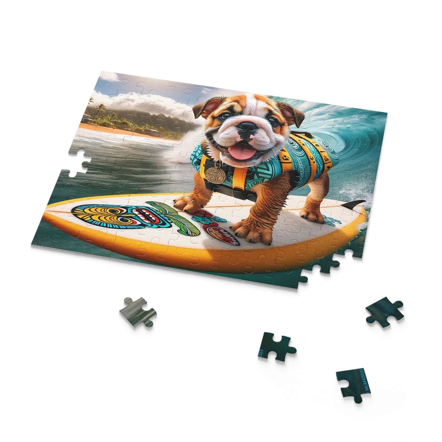 Surf Pups! Surfing English Bulldog Puppy Puzzle 6 - (120, 252, 500-Piece)