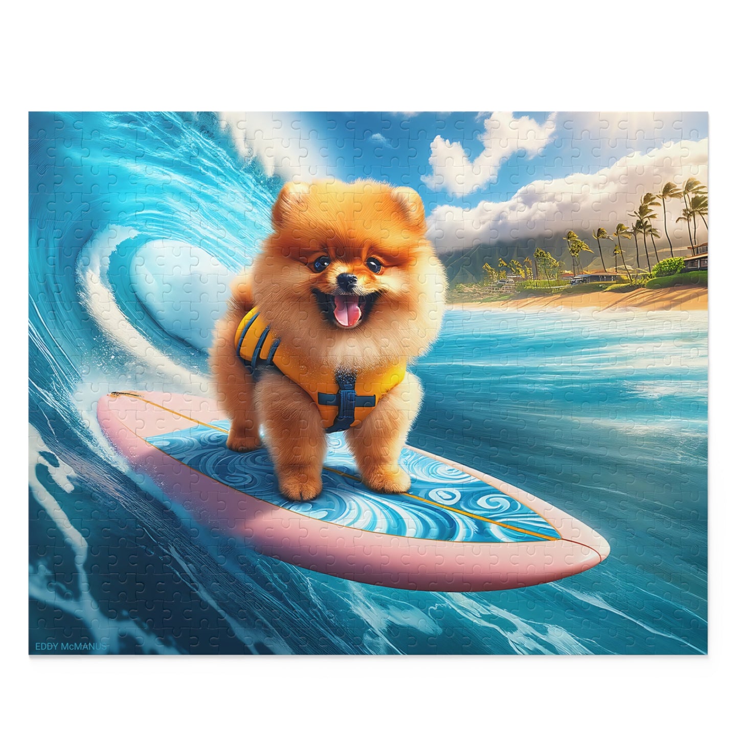 Surf Pups! Surfing Pomeranian Puppy Puzzle 2 - (120, 252, 500-Piece)