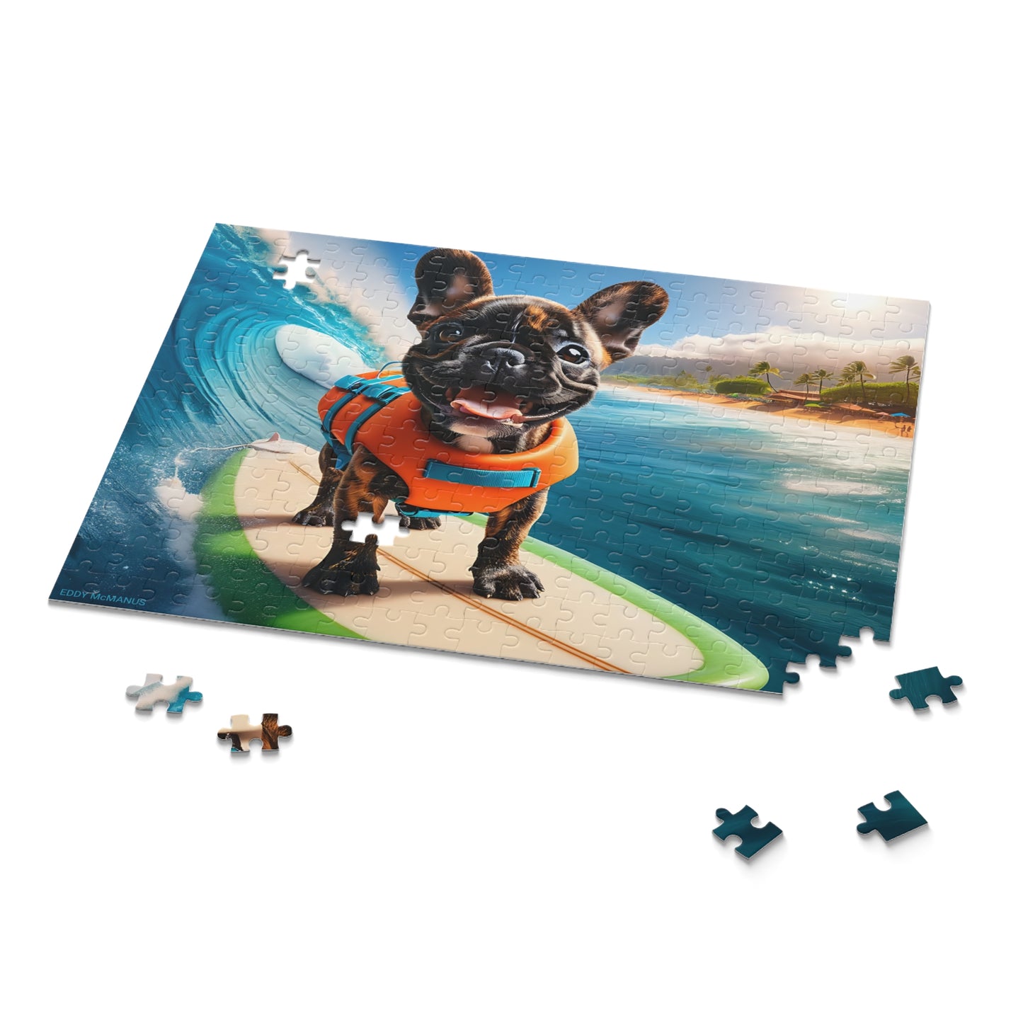Surf Pups! Surfing French Bulldog Puppy Puzzle 2 - (120, 252, 500-Piece)