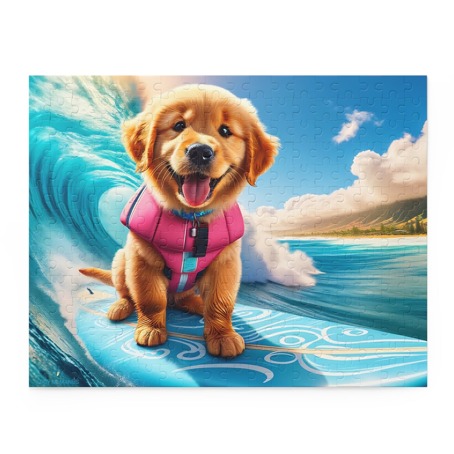 Surf Pups! Surfing Golden Retriever Puppy Puzzle 1 - (120, 252, 500-Piece)