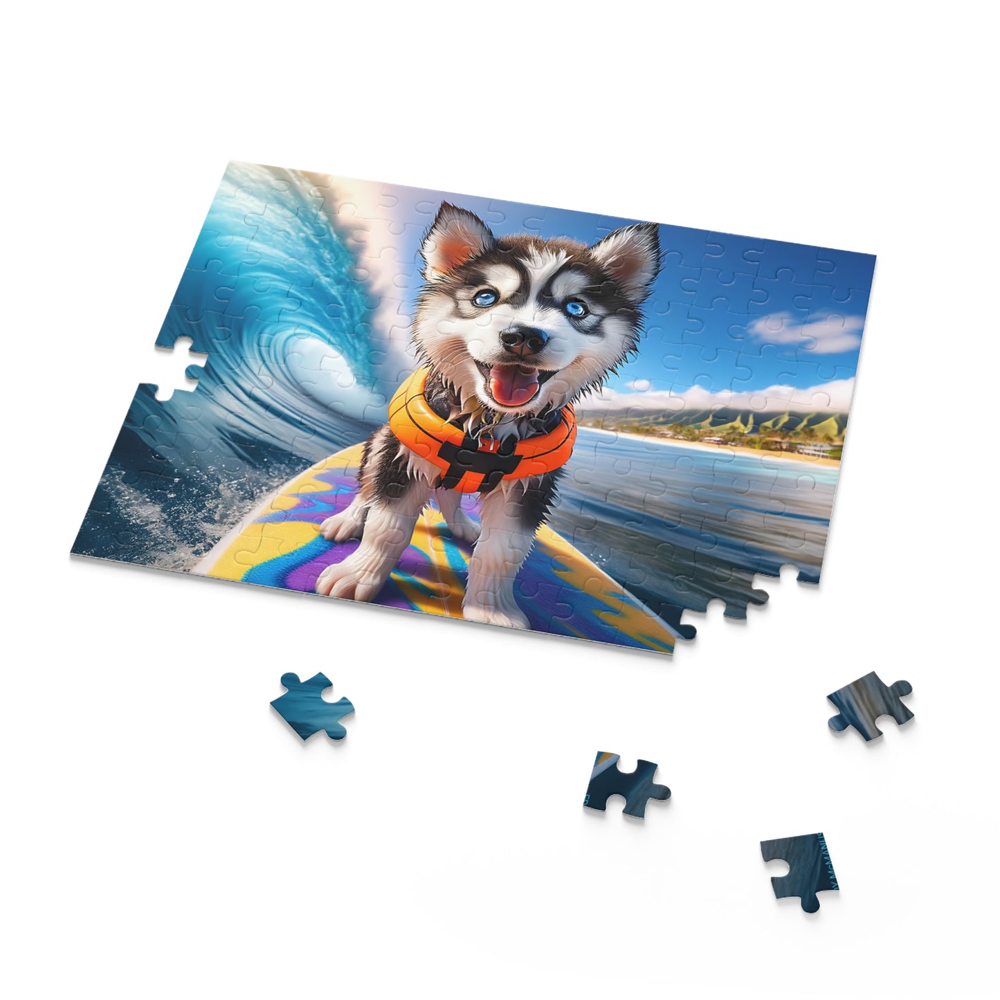 Surf Pups! Surfing Husky Puppy Puzzle 10 - (120, 252, 500-Piece)
