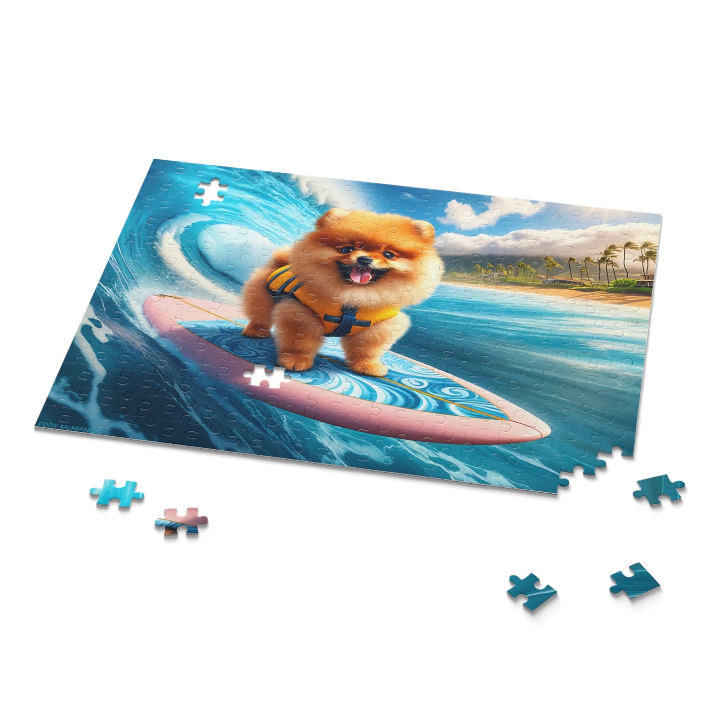 Surf Pups! Surfing Pomeranian Puppy Puzzle 2 - (120, 252, 500-Piece)