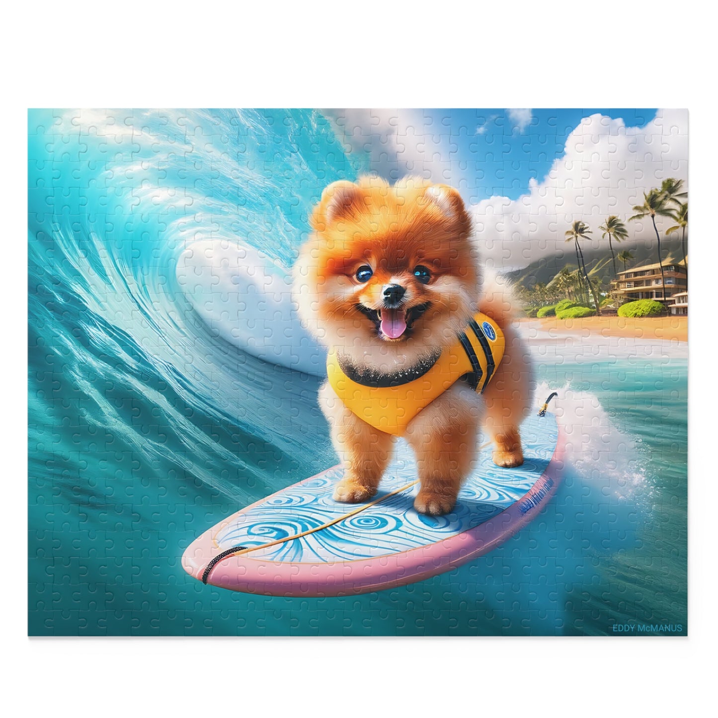 Surf Pups! Surfing Pomeranian Puppy Puzzle 1 - (120, 252, 500-Piece)