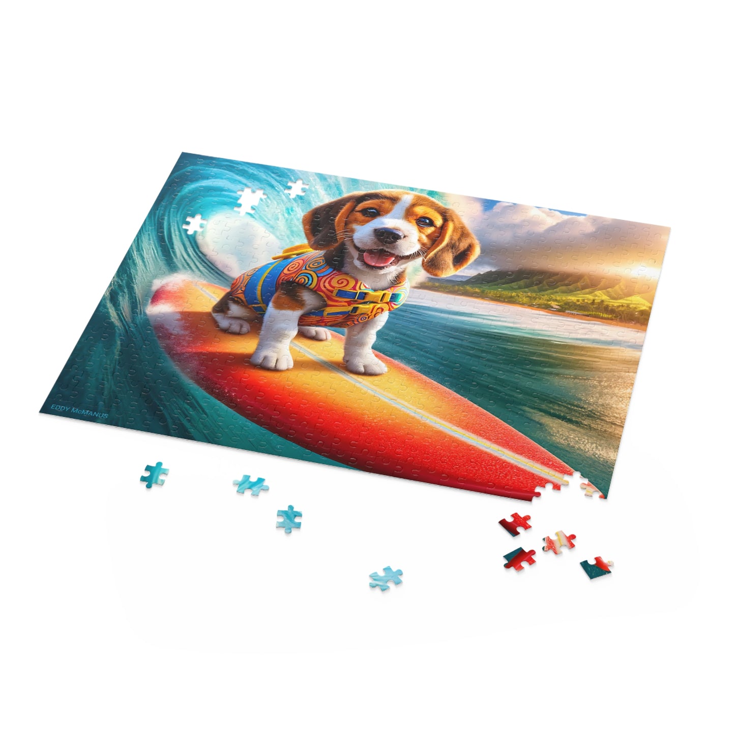 Surf Pups! Surfing Beagle Puppy Puzzle 1 - (120, 252, 500-Piece)