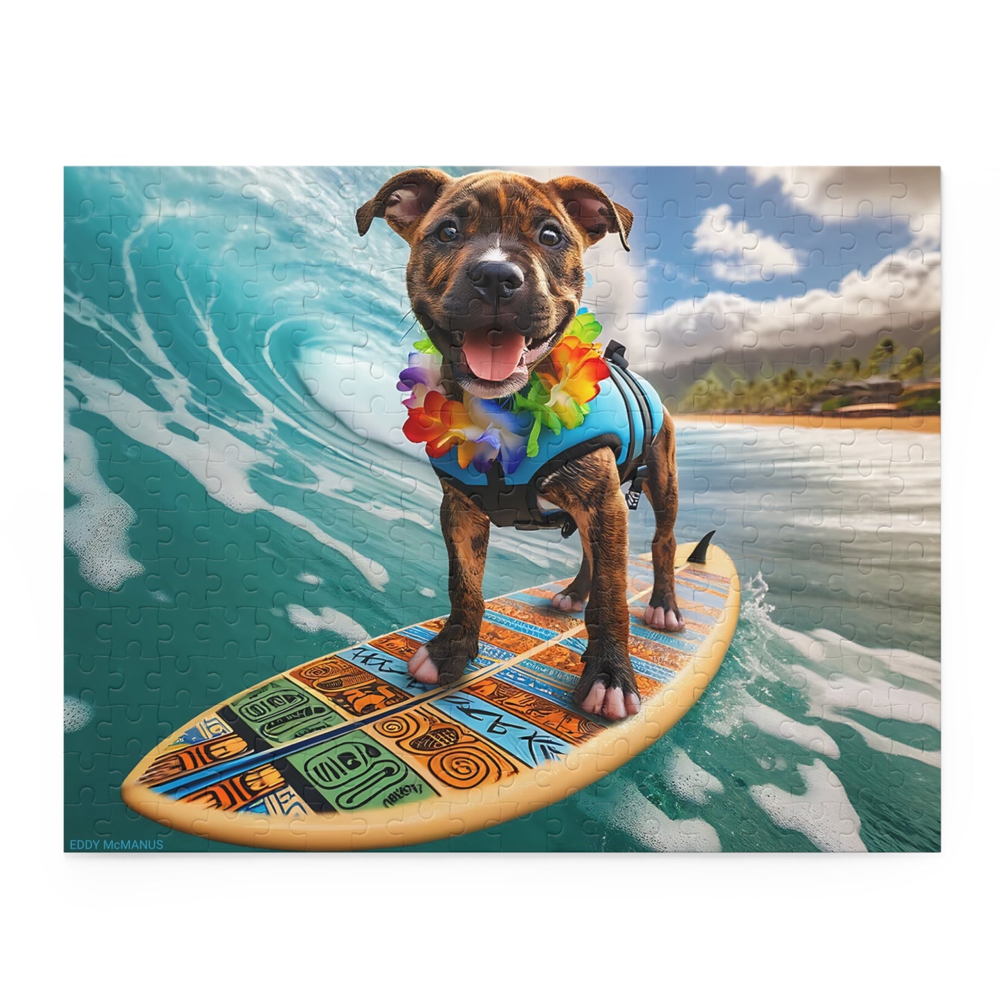 Surf Pups! Surfing Pit Bull Puppy Puzzle 2 - (120, 252, 500-Piece)