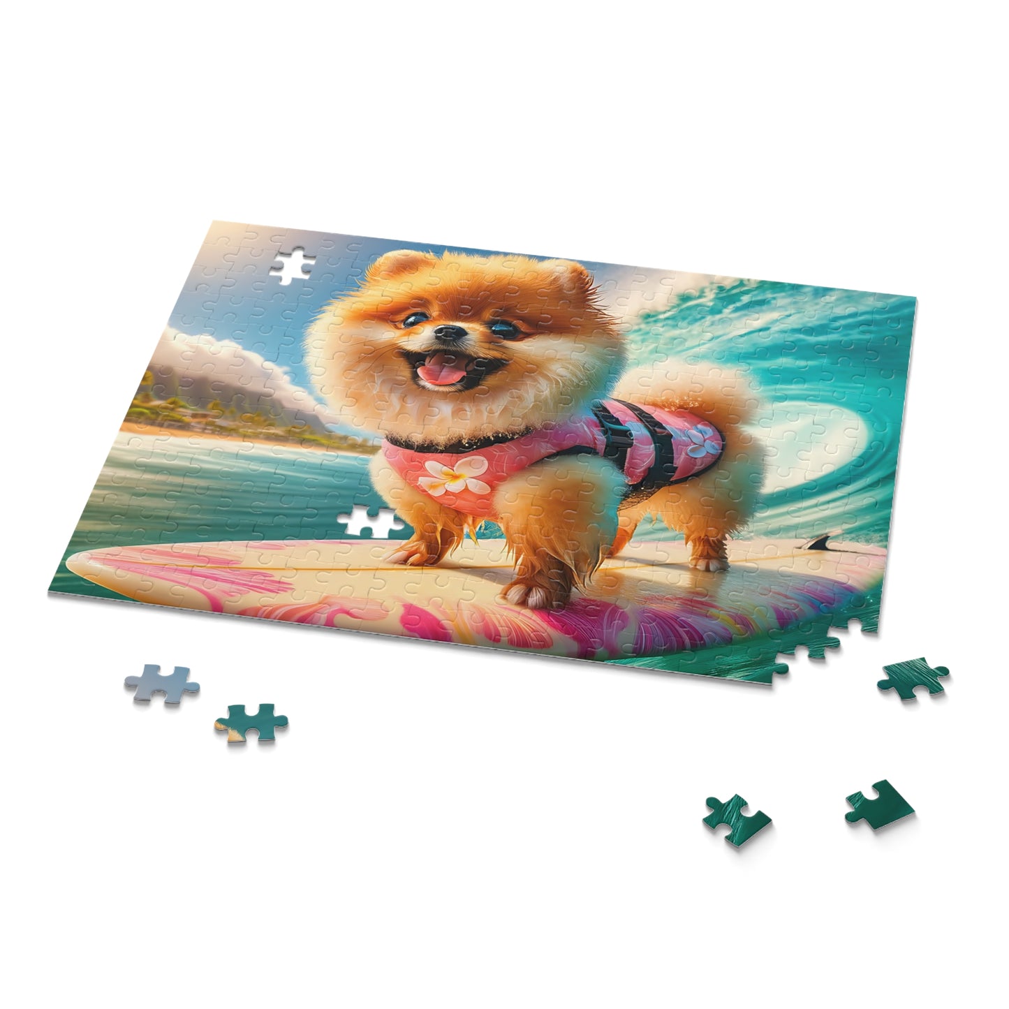 Surf Pups! Surfing Pomeranian Puppy Puzzle 11 - (120, 252, 500-Piece)