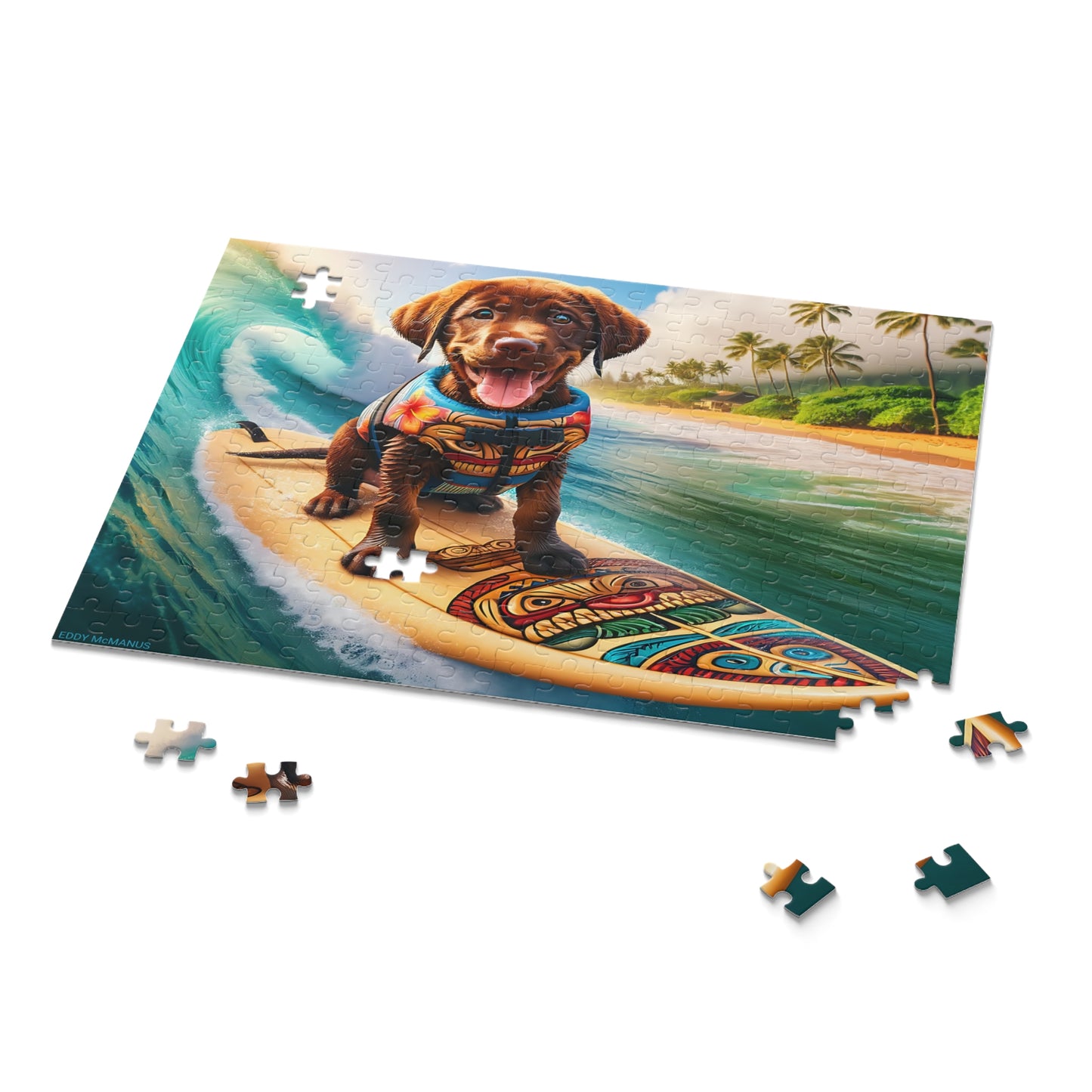 Surf Pups! Surfing Labrador Puppy Puzzle 10 - (120, 252, 500-Piece)