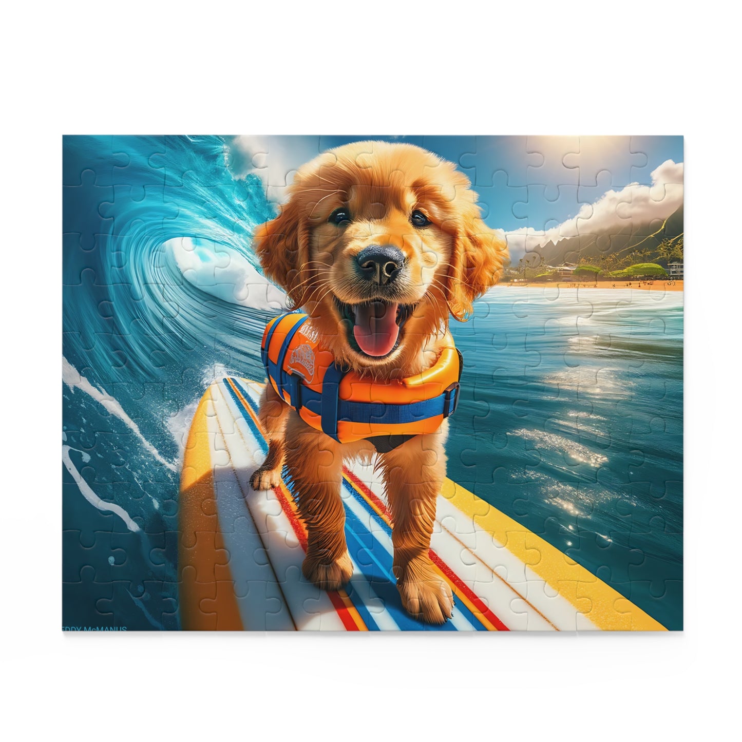 Surf Pups! Surfing Golden Retriever Puppy Puzzle 8 - (120, 252, 500-Piece)