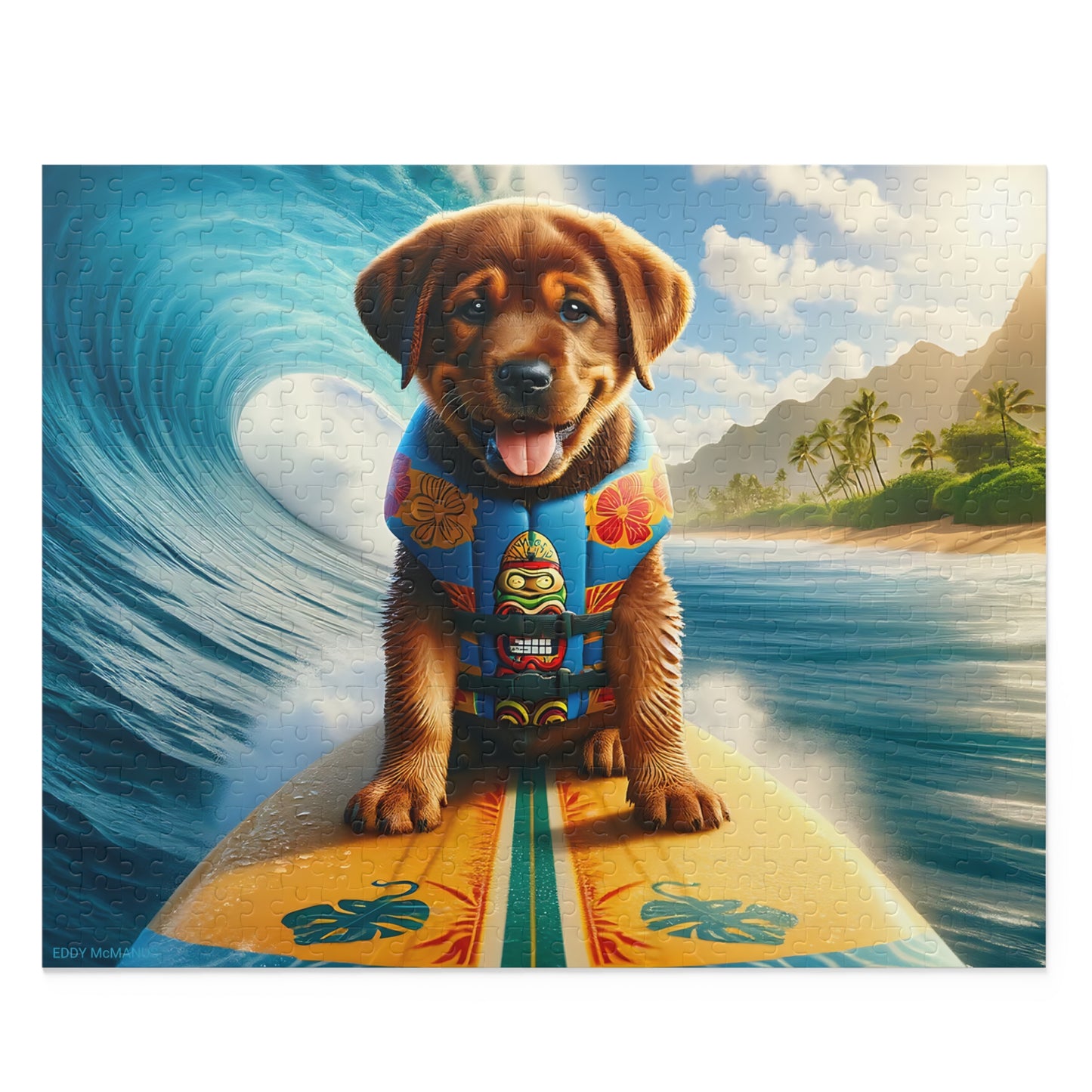 Surf Pups! Surfing Labrador Puppy Puzzle 12 - (120, 252, 500-Piece)
