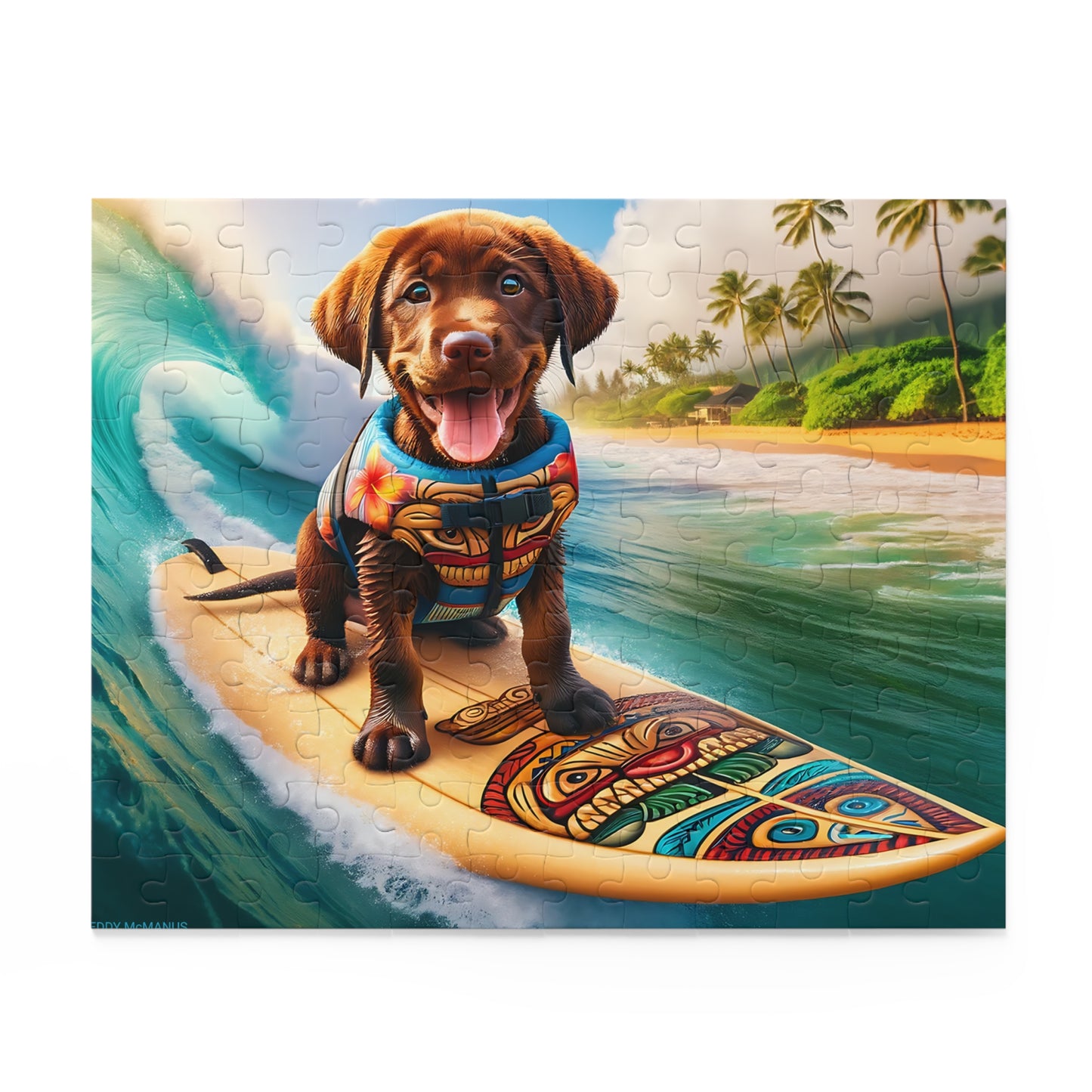 Surf Pups! Surfing Labrador Puppy Puzzle 10 - (120, 252, 500-Piece)
