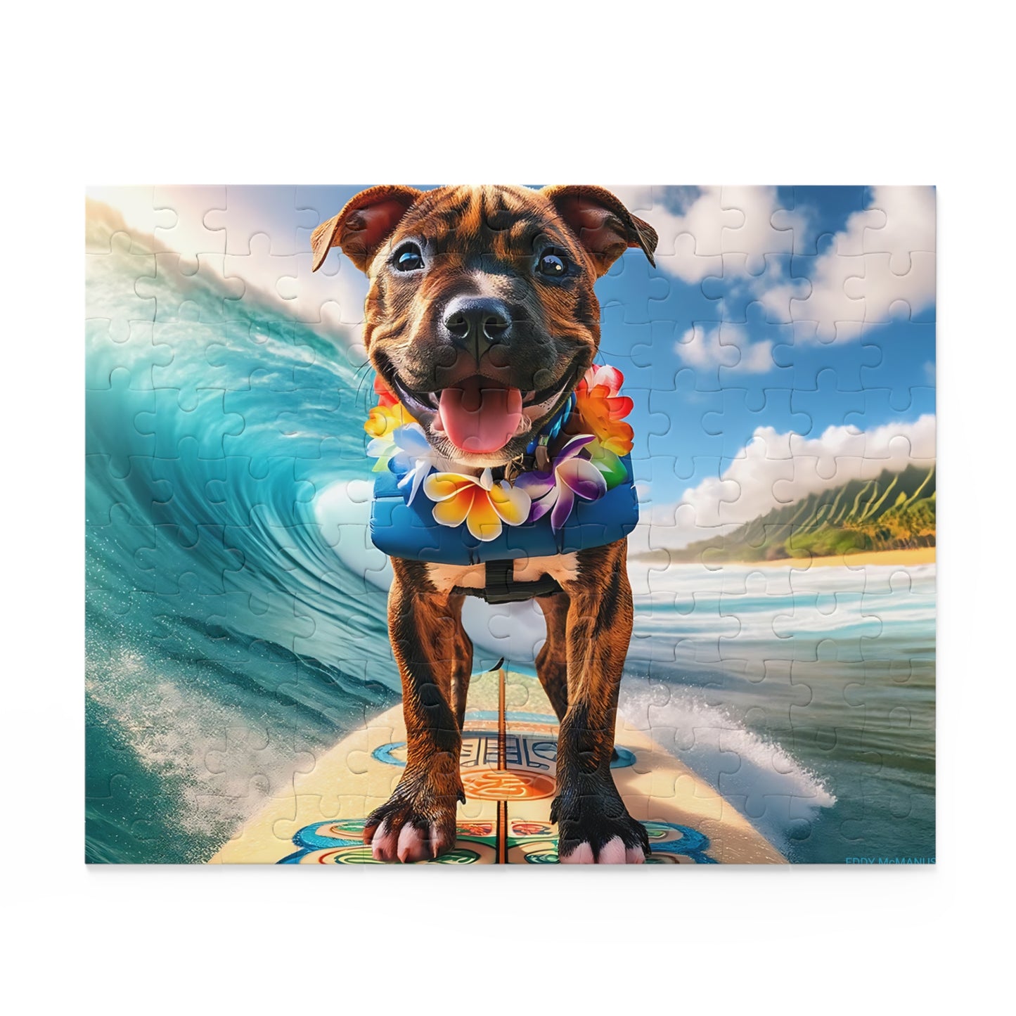 Surf Pups! Surfing Pit Bull Puppy Puzzle 1 - (120, 252, 500-Piece)