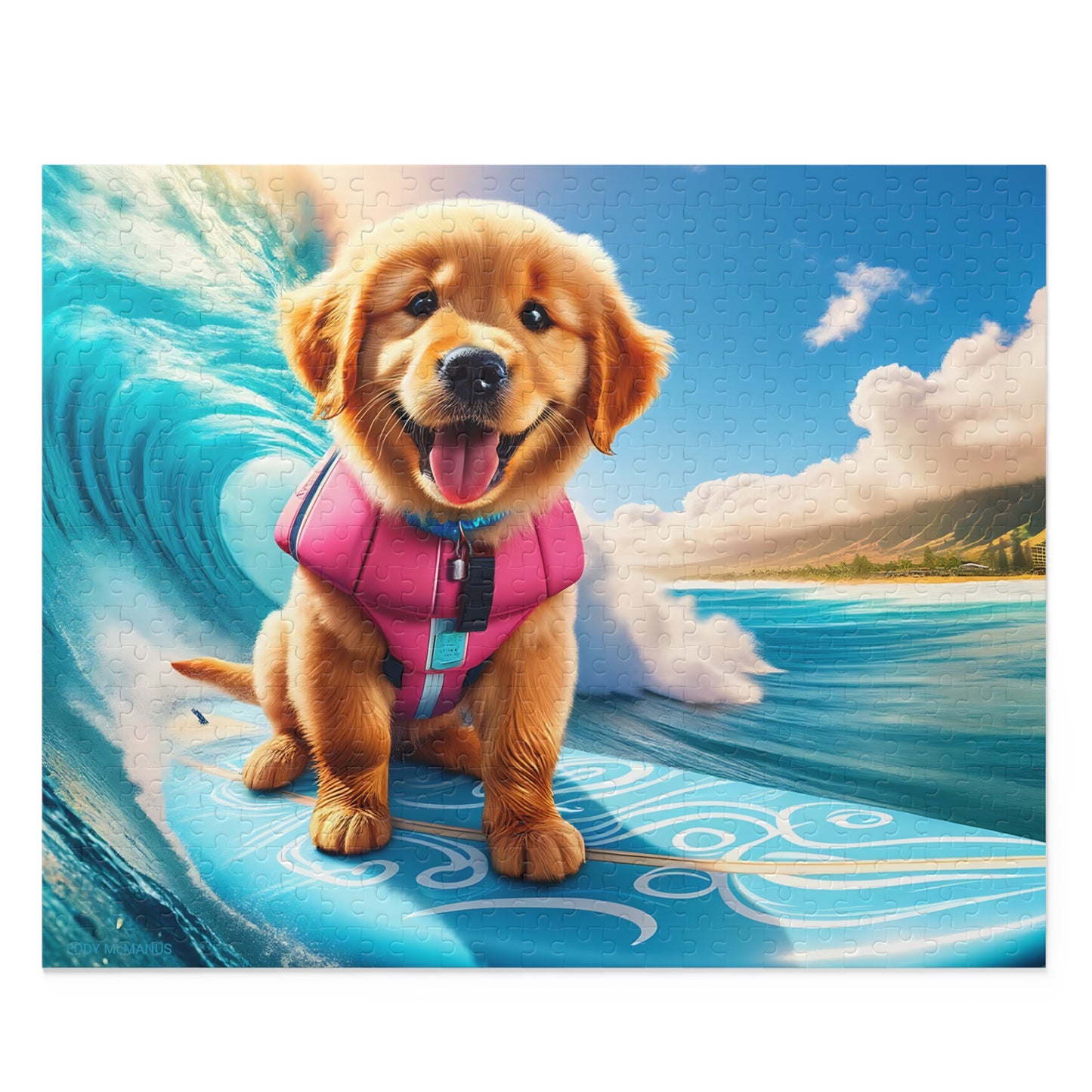 Surf Pups! Surfing Golden Retriever Puppy Puzzle 1 - (120, 252, 500-Piece)