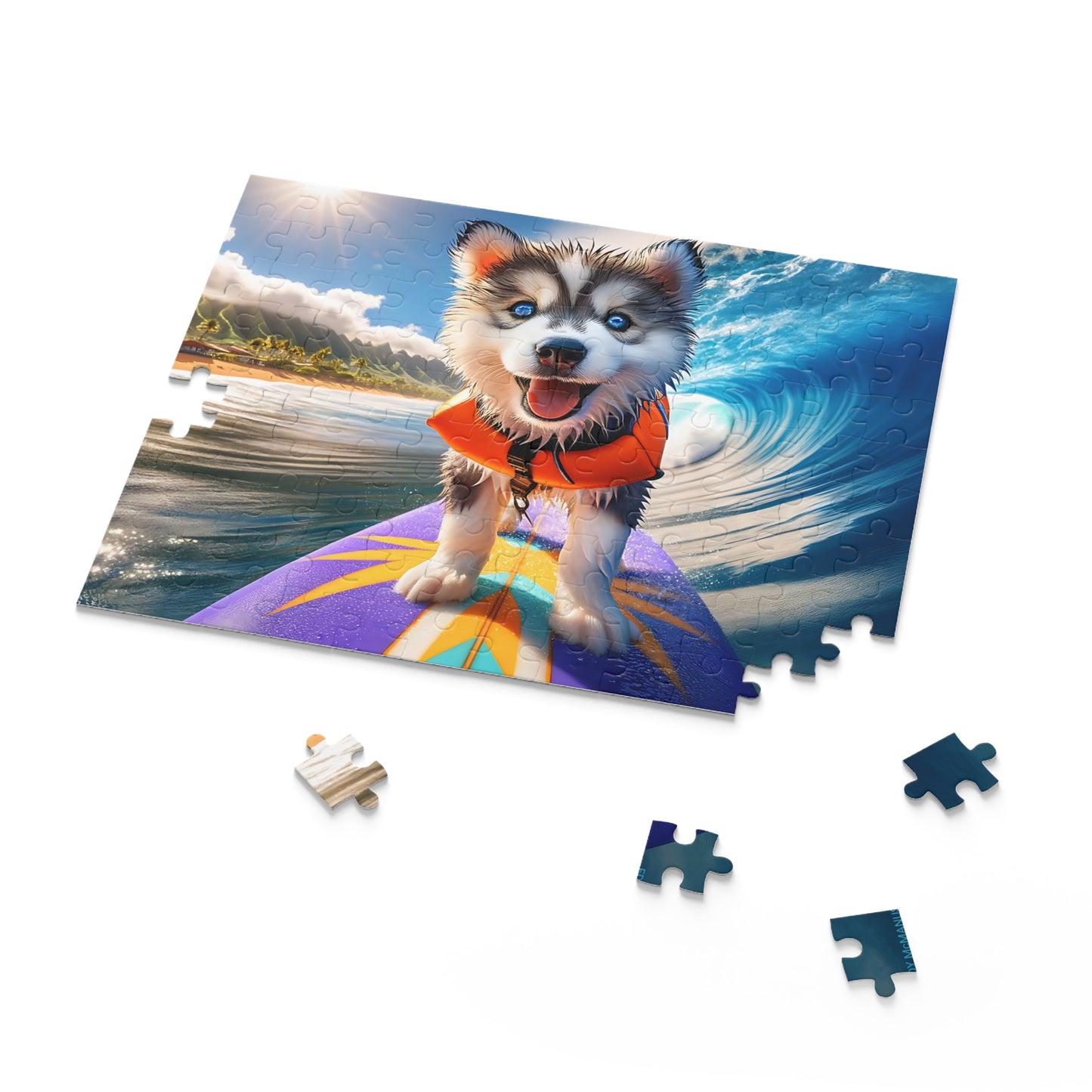 Surf Pups! Surfing Husky Puppy Puzzle 12 - (120, 252, 500-Piece)