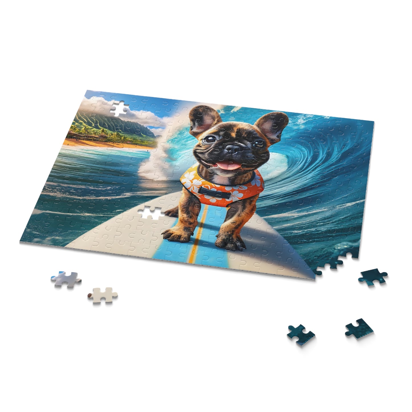 Surf Pups! Surfing French Bulldog Puppy Puzzle 5 - (120, 252, 500-Piece)