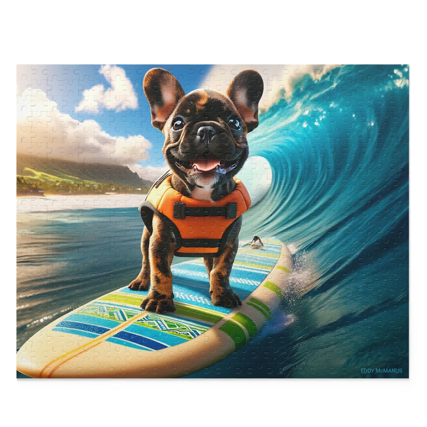 Surf Pups! Surfing French Bulldog Puppy Puzzle 8 - (120, 252, 500-Piece)